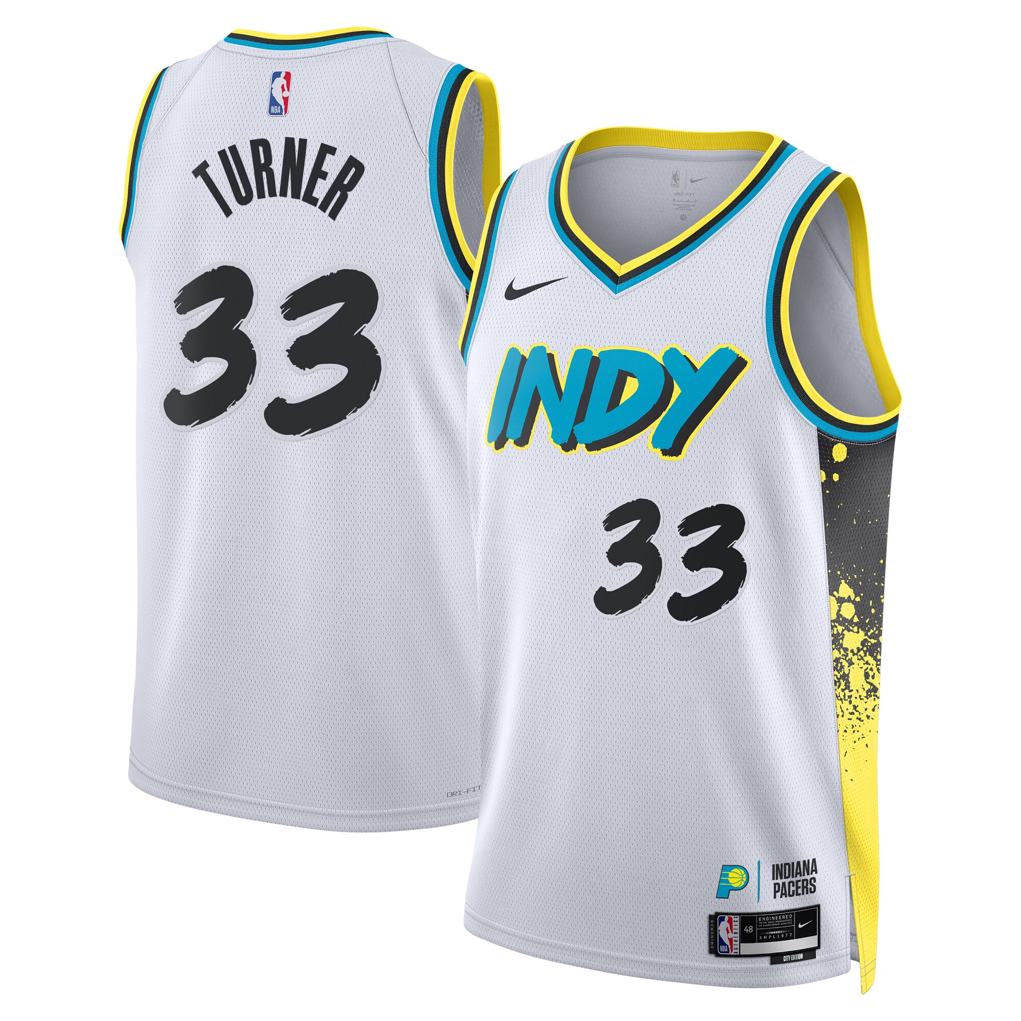 Camiseta City Edition Swingman de los Indiana Pacers 2024 - Blanca - Myles Turner - Unisex - JS368 