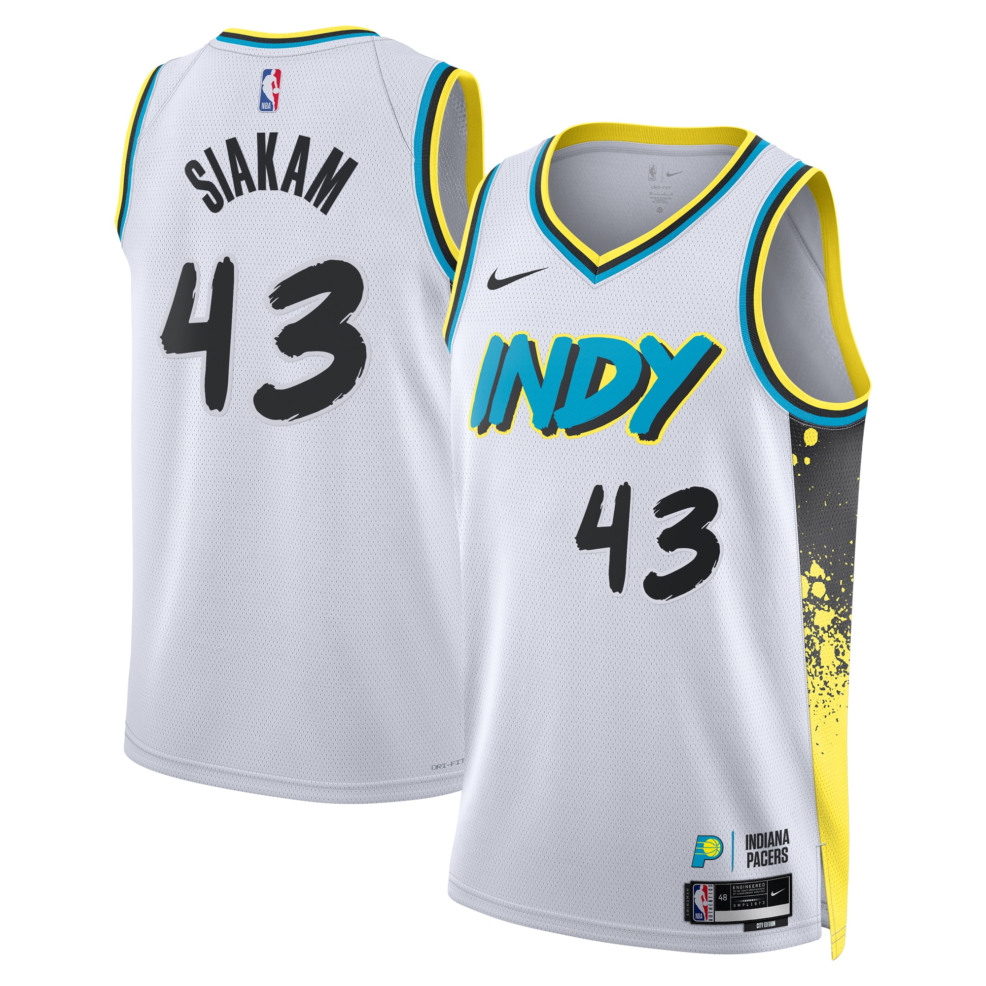 Camiseta City Edition Swingman de los Indiana Pacers 2024 - Blanco - Pascal Siakam - Unisex - JS837 