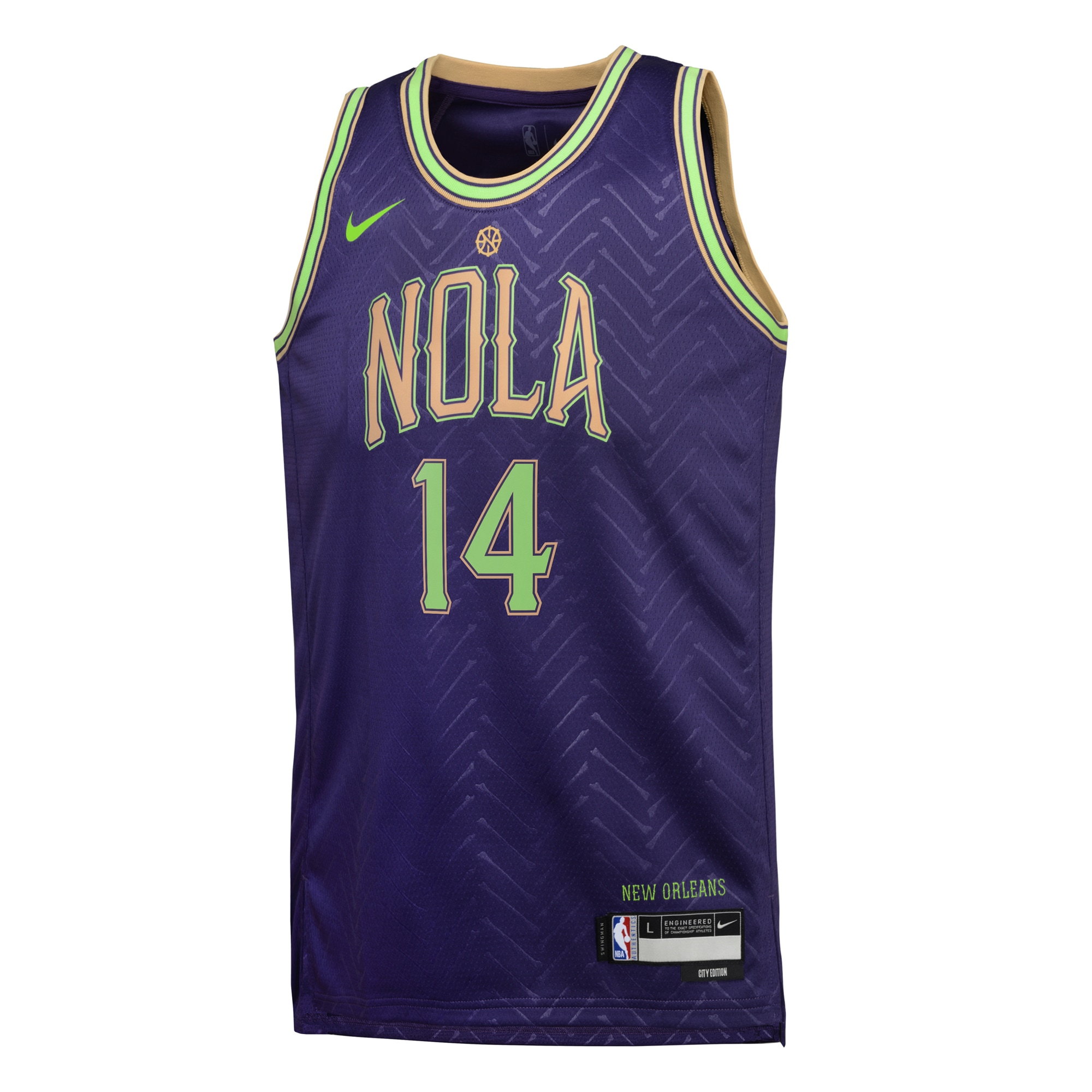 Alternative view of Camiseta City Edition Swingman de los New Orleans Pelicans 2024 - Púrpura - Brandon Ingram - Juvenil - JS385 