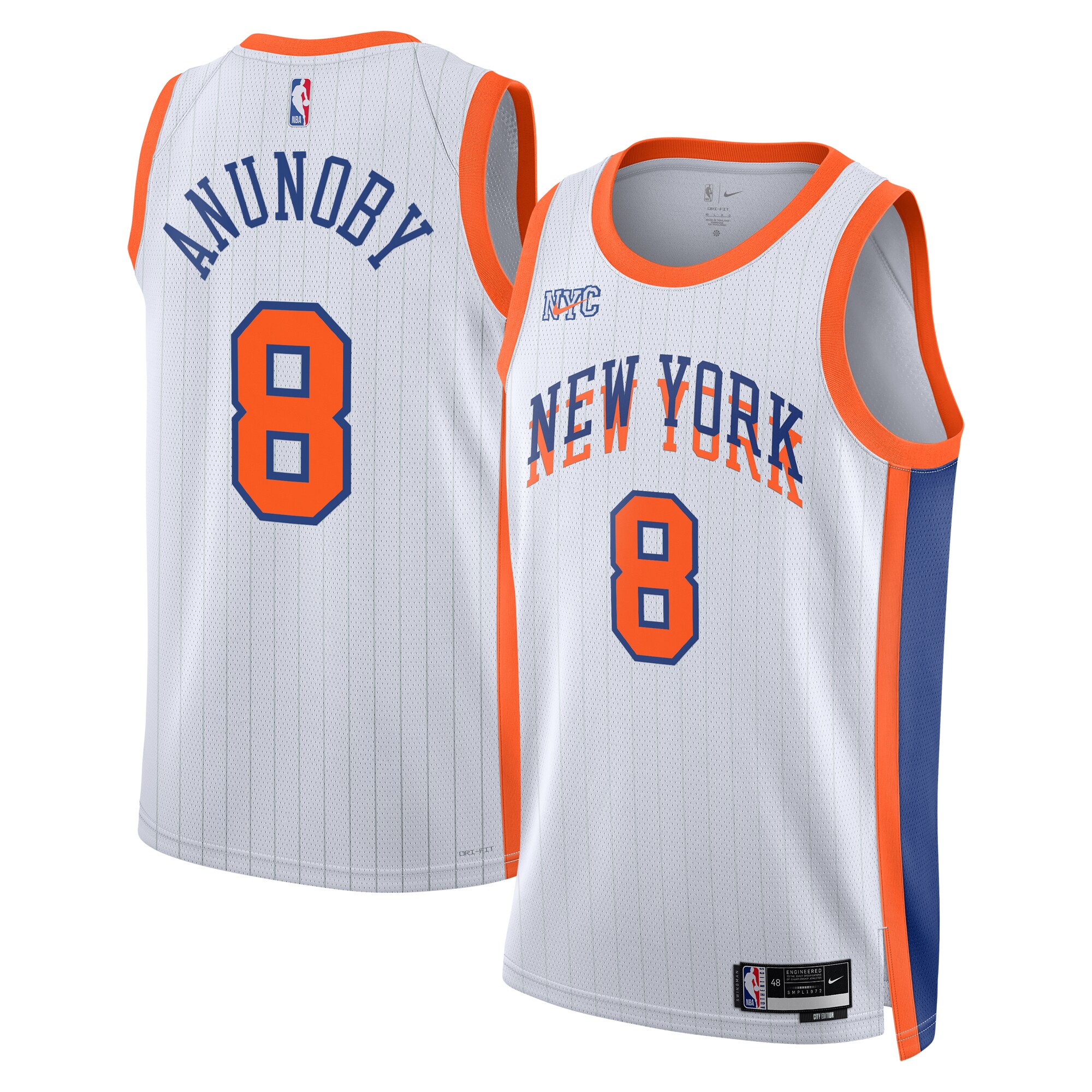 Camiseta City Edition Swingman de los New York Knicks 2024 - Blanca - OG Anunoby - Unisex - JS734 