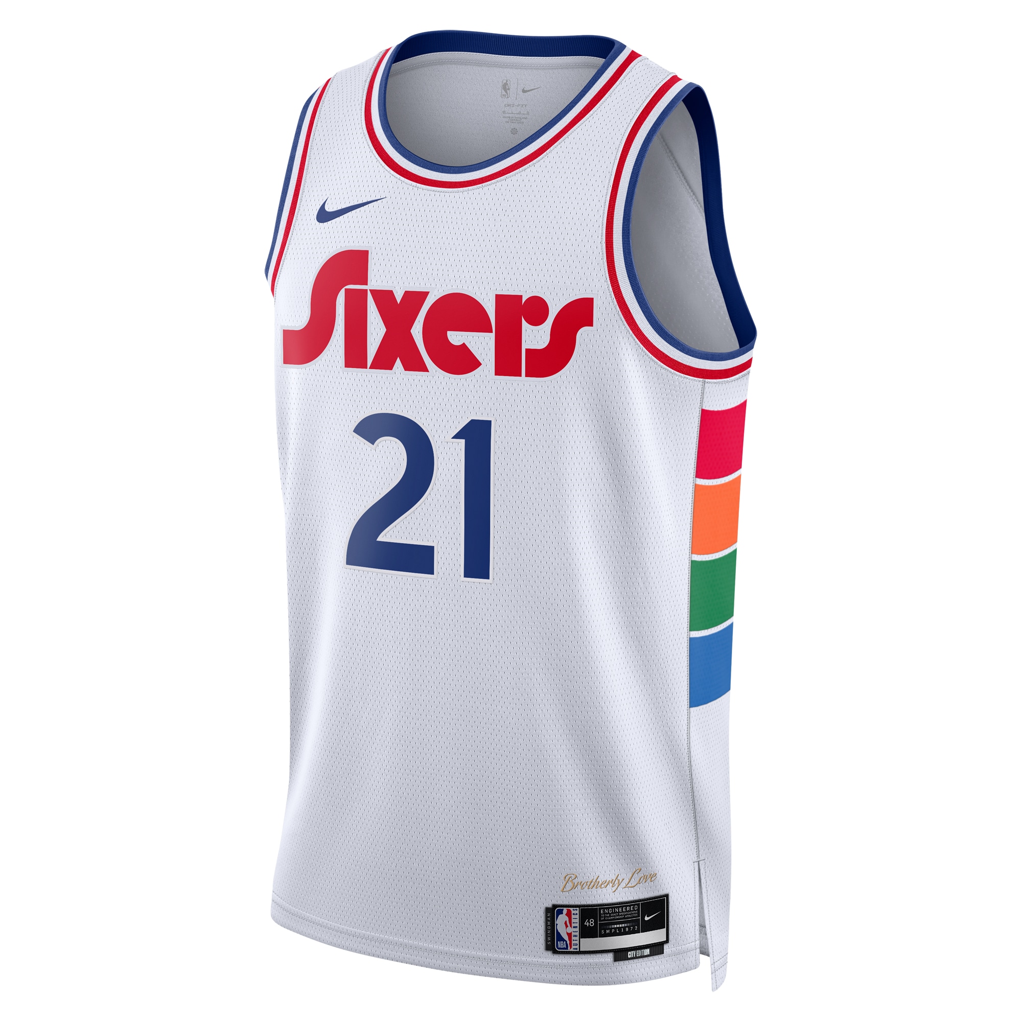 Alternative view of Camiseta City Edition Swingman de los Philadelphia 76ers 2024 - Blanca - Joel Embiid - Unisex - JS183 