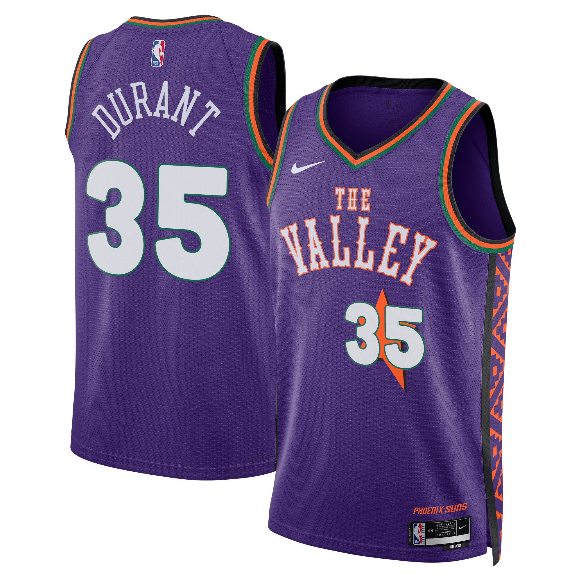 Camiseta City Edition Swingman de los Phoenix Suns 2024 - Púrpura - Kevin Durant - Unisex - JS732 