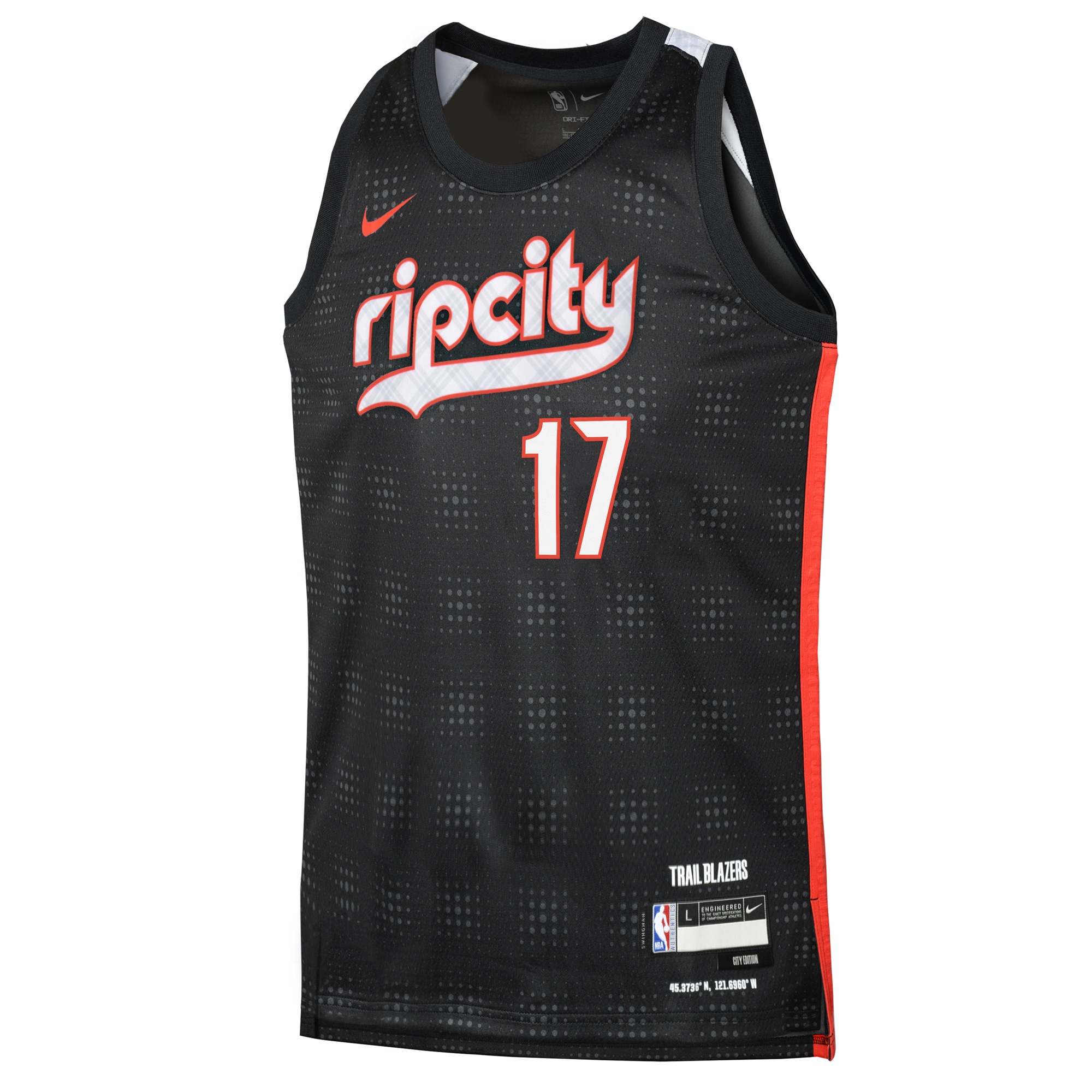 Alternative view of Camiseta City Edition Swingman de los Portland Trail Blazers 2024 - Negra - Shaedon Sharpe - Juvenil - JS553 