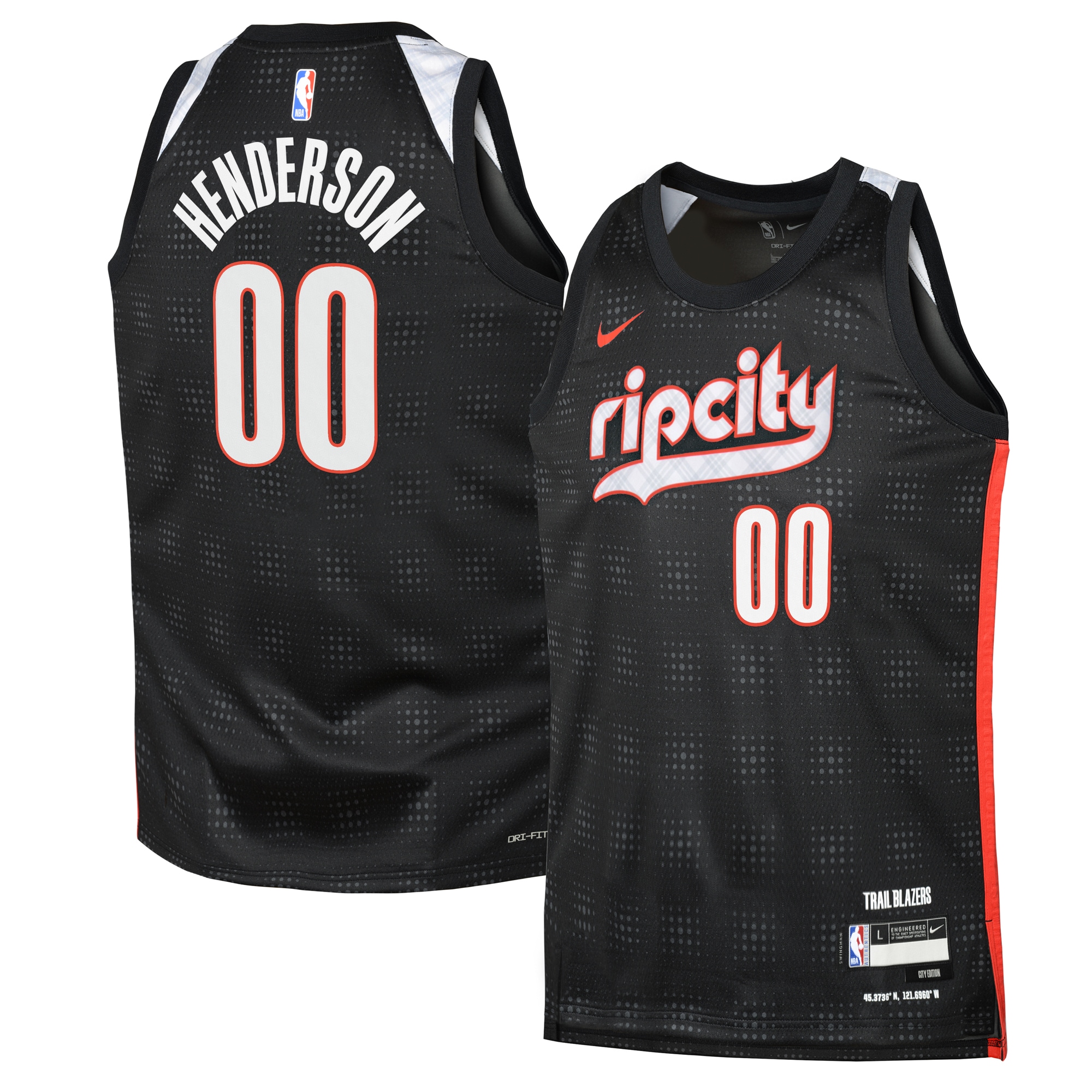 Camiseta City Edition Swingman de los Portland Trail Blazers 2024 - Negro - Scoot Henderson - Unisex - JS587 