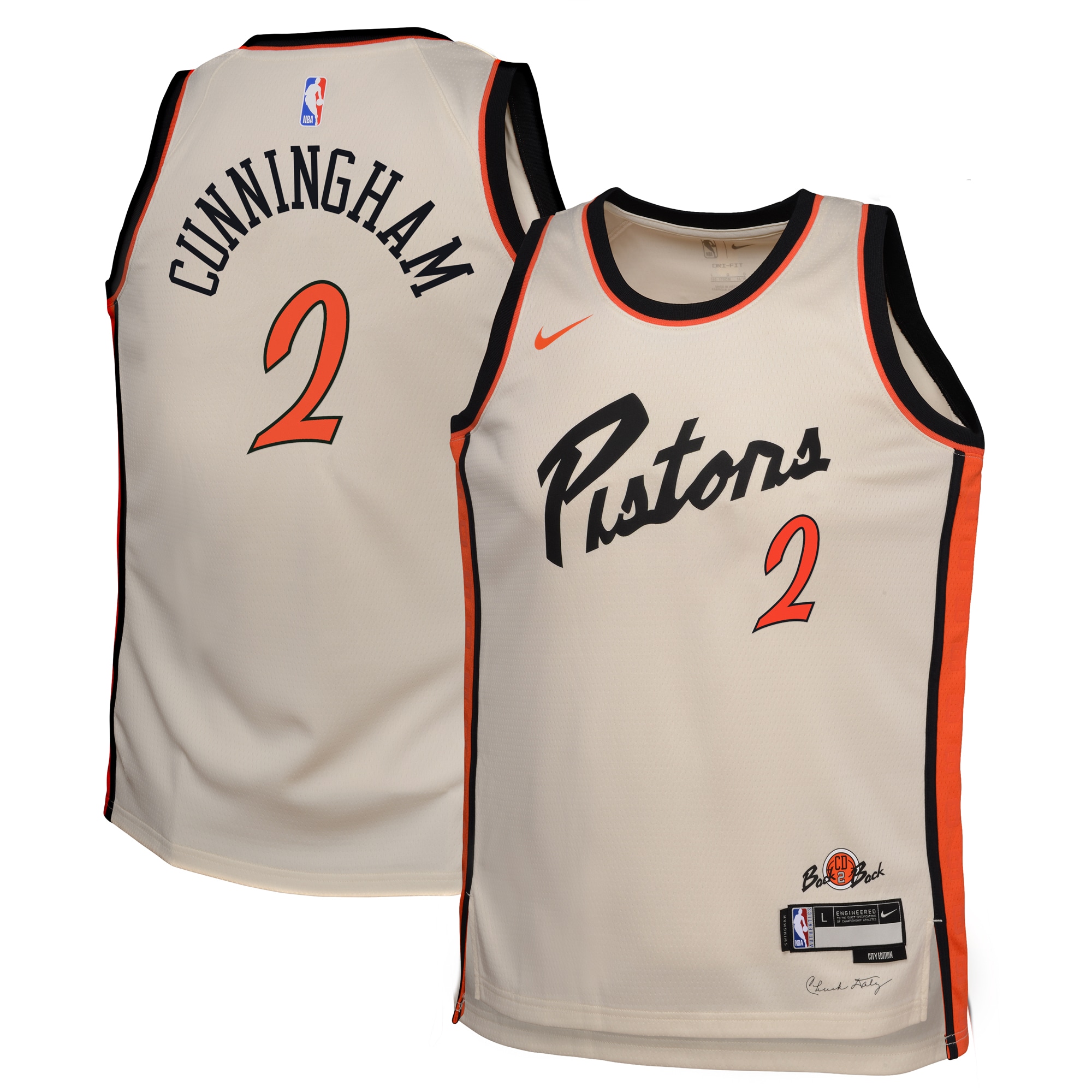Camiseta City Edition Swingman Detroit Pistons 2024 - Crema - Cade Cunningham - Juvenil - JS717 
