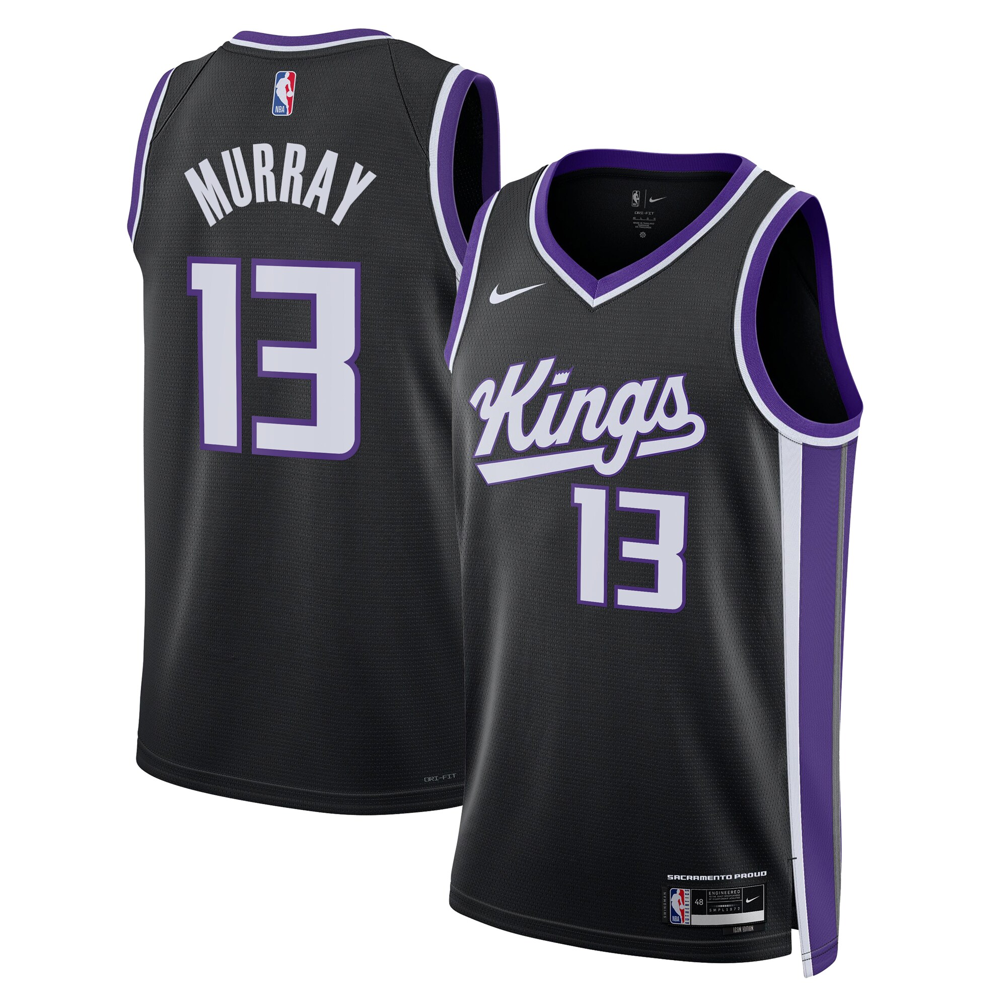 Camiseta Icon Edition Swingman de los Sacramento Kings - Negro - Keegan Murray - Unisex - JS380 