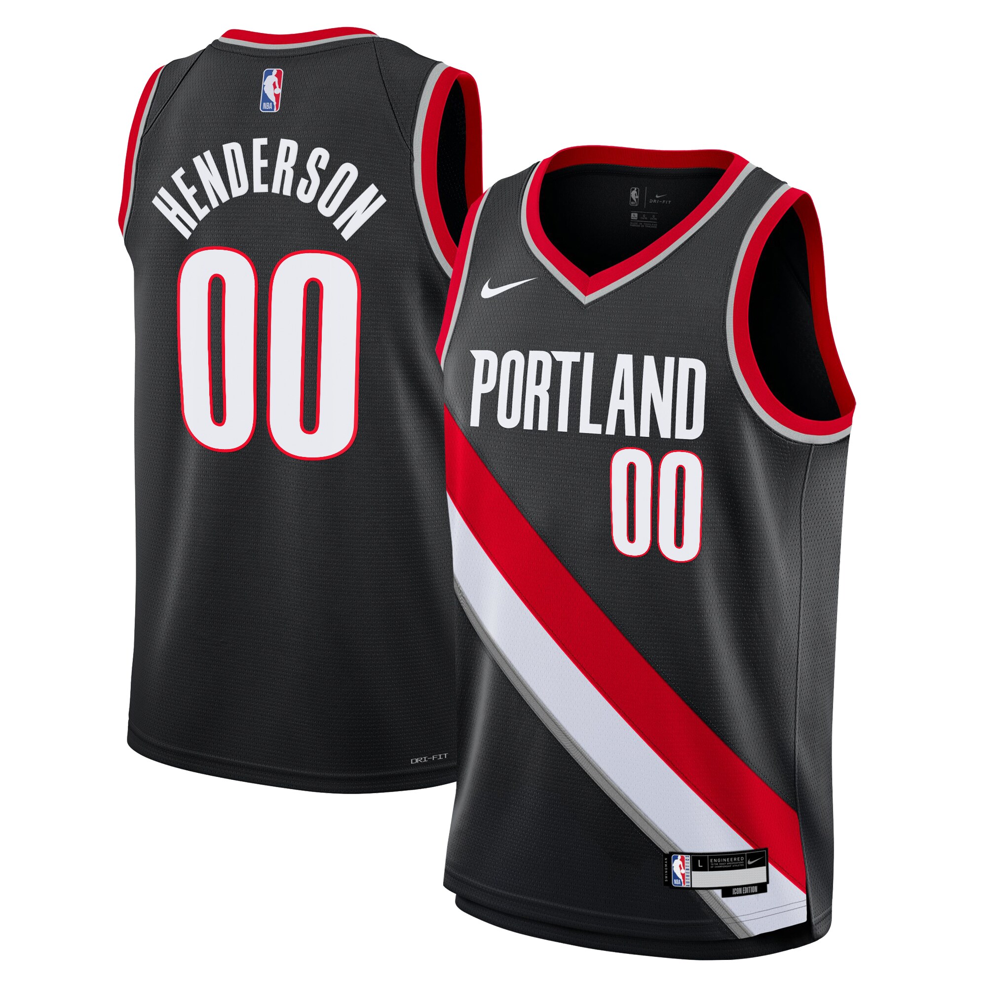 Camiseta Icon Swingman de los Portland Trail Blazers - Negro - Scoot Henderson - Jóvenes - JS602 