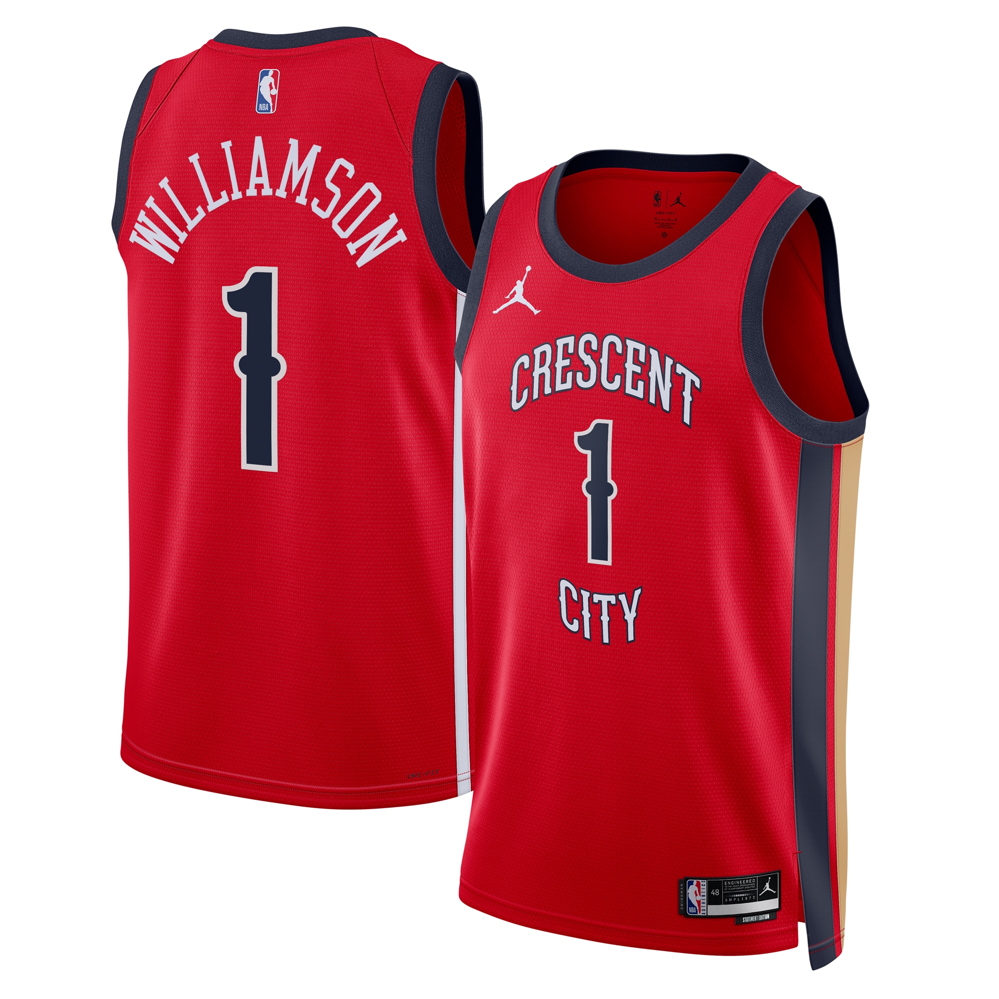 Camiseta New Orleans Pelicans Jordan Brand Statement Edition Swingman - Rojo - Zion Williamson - Unisex - JS956 