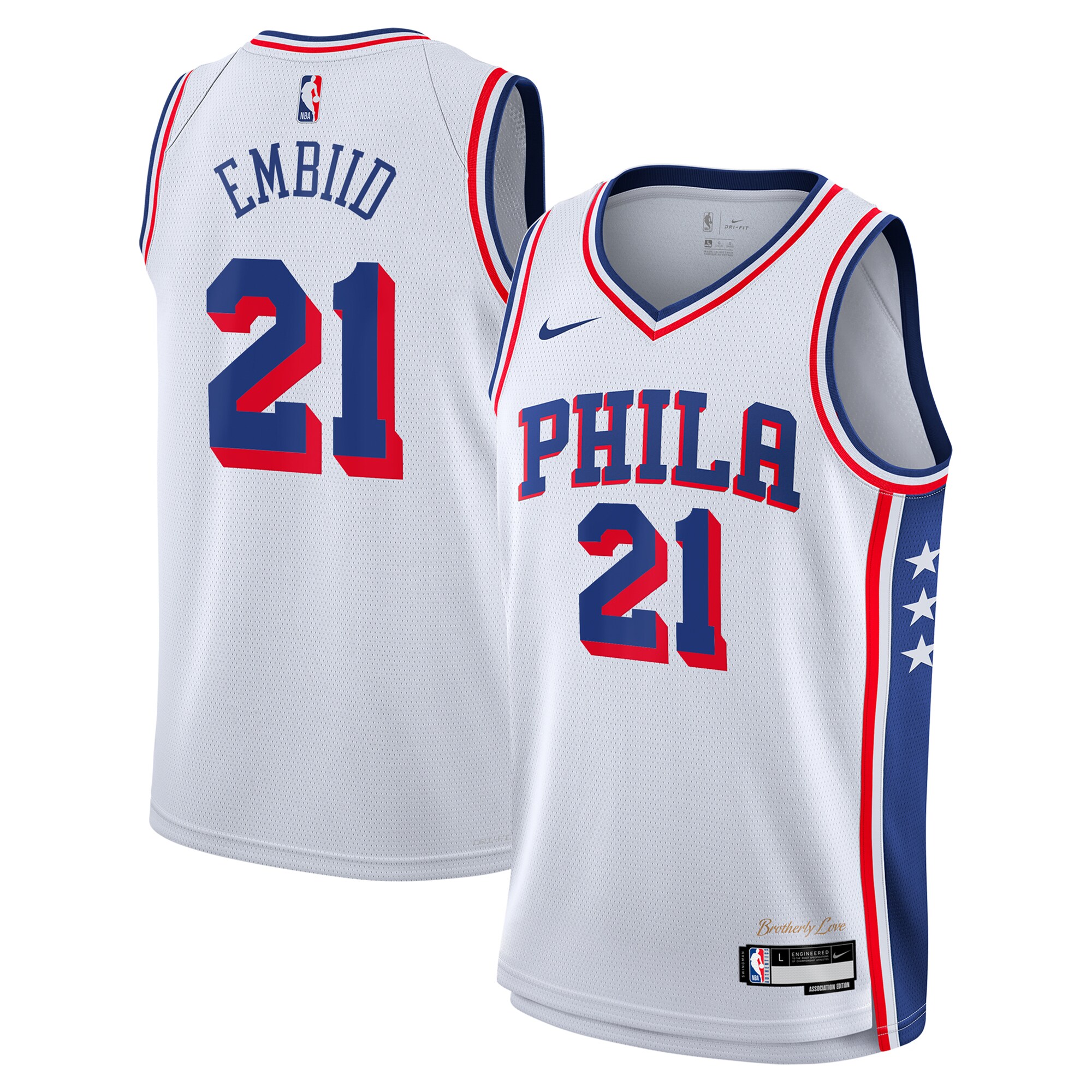 Camiseta Philadelphia 76ers Association Swingman - Azul marino - Joel Embiid - Jóvenes - JS523 