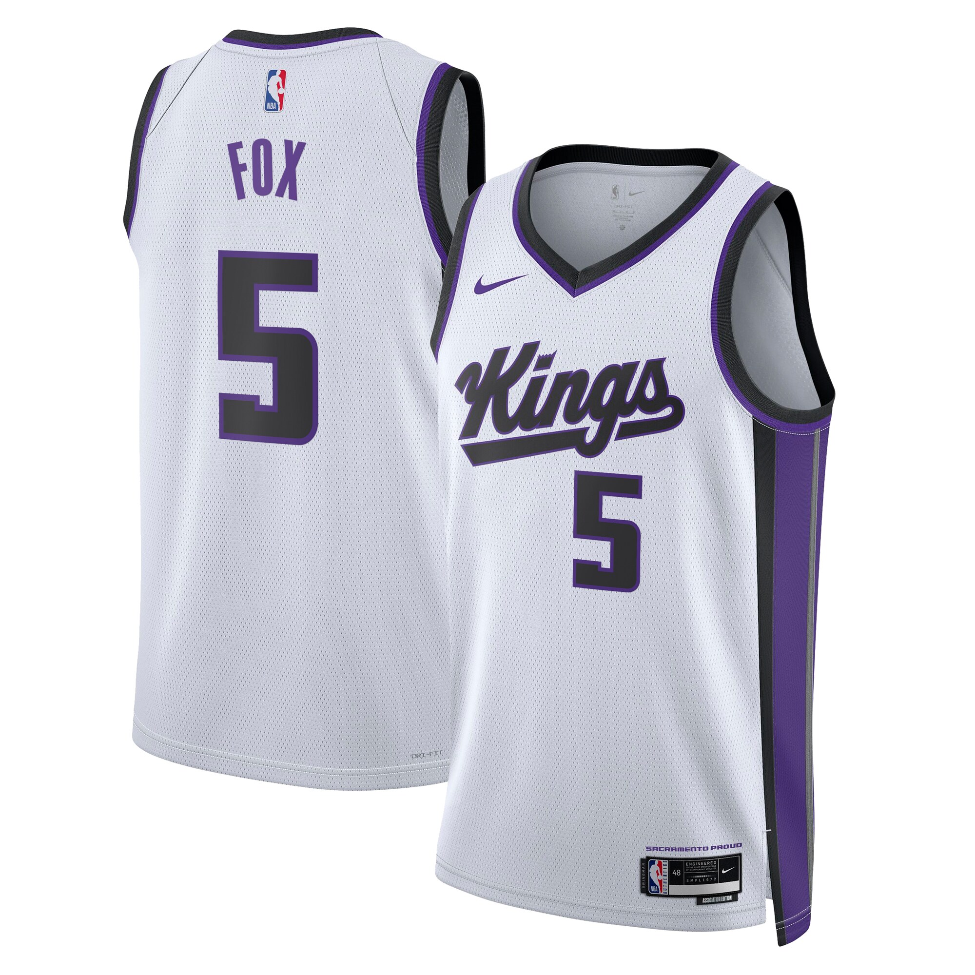 Camiseta Swingman Association Edition de los Sacramento Kings - Blanco - De'Aaron Fox - Unisex - JS732 