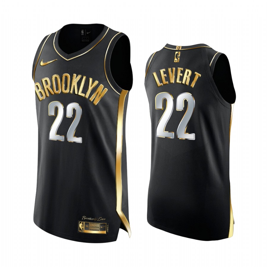 Caris Levert Brooklyn Nets 2020-21 Black Golden Edition Basketball Jersey 2x Champs