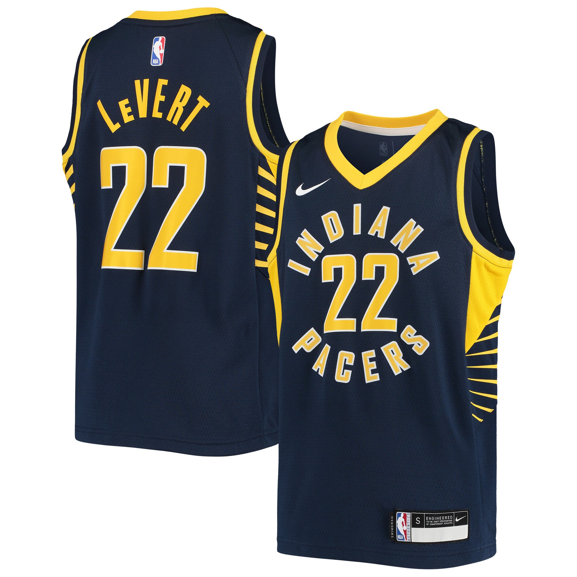 Alternative view of Caris Levert Indiana Pacers Youth 2020/21 Swingman Basketball Jersey - Navy - Icon Edition