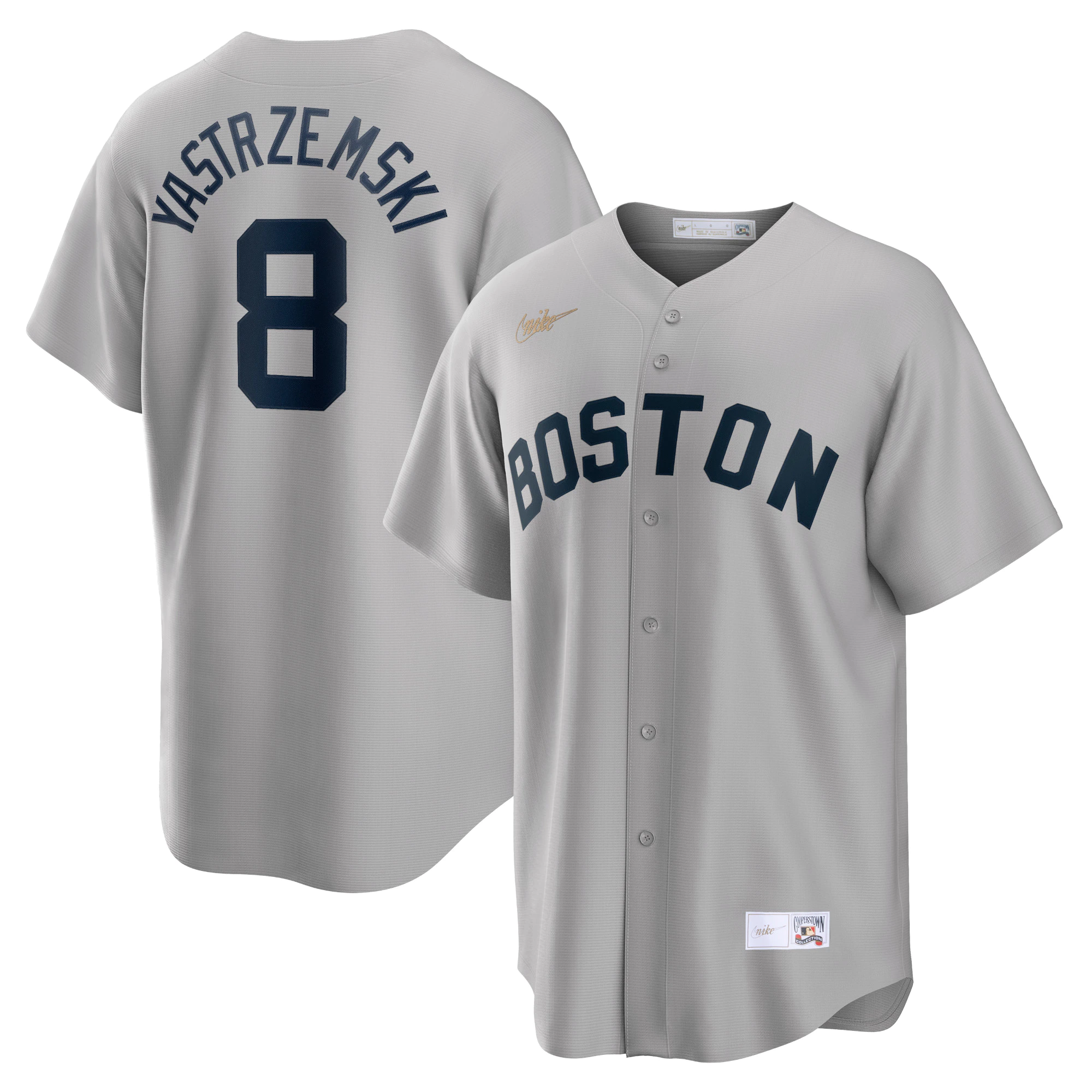 Carl Yastrzemski Boston Red Sox Road Cooperstown Collection Player Baseball Jersey – Gray