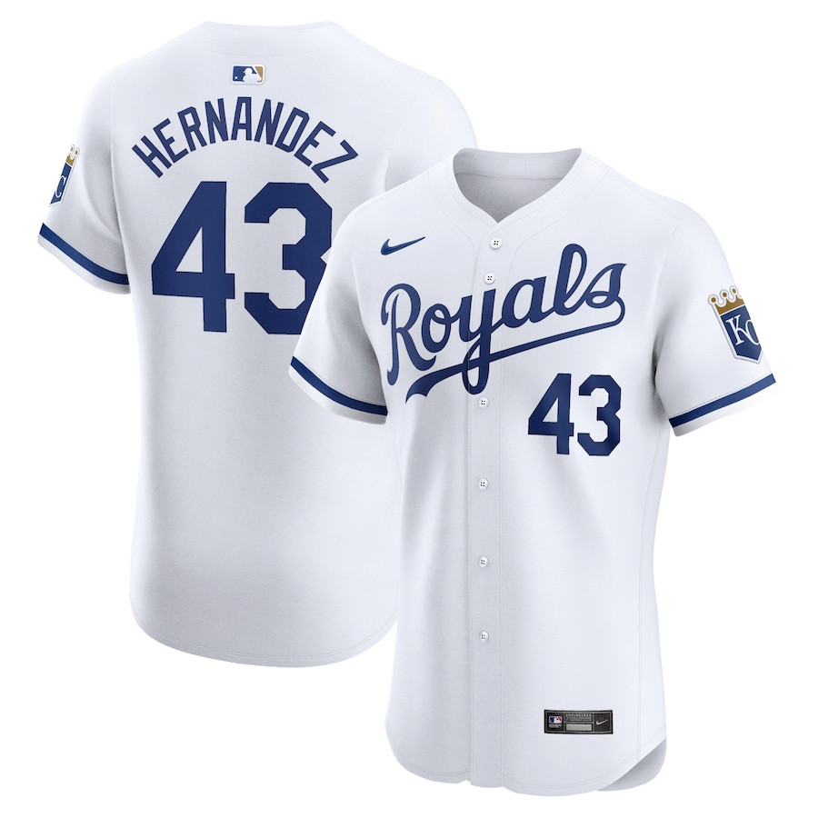 Carlos Hernández 43 Kansas City Royals Home Elite Player Men Baseball Jersey - White 