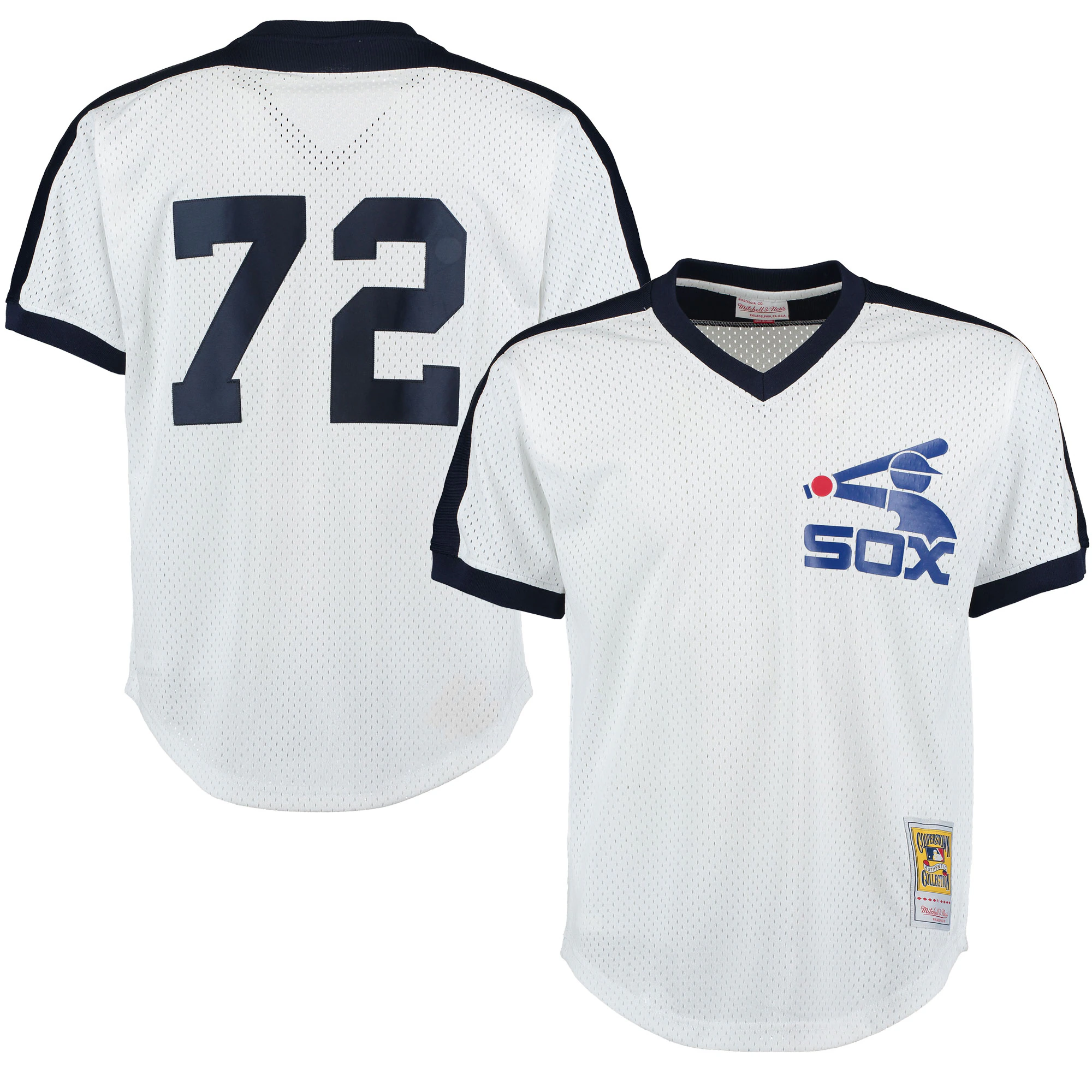 Carlton Fisk Chicago White Sox Mitchell & Ness Cooperstown Mesh Batting Practice Jersey – White