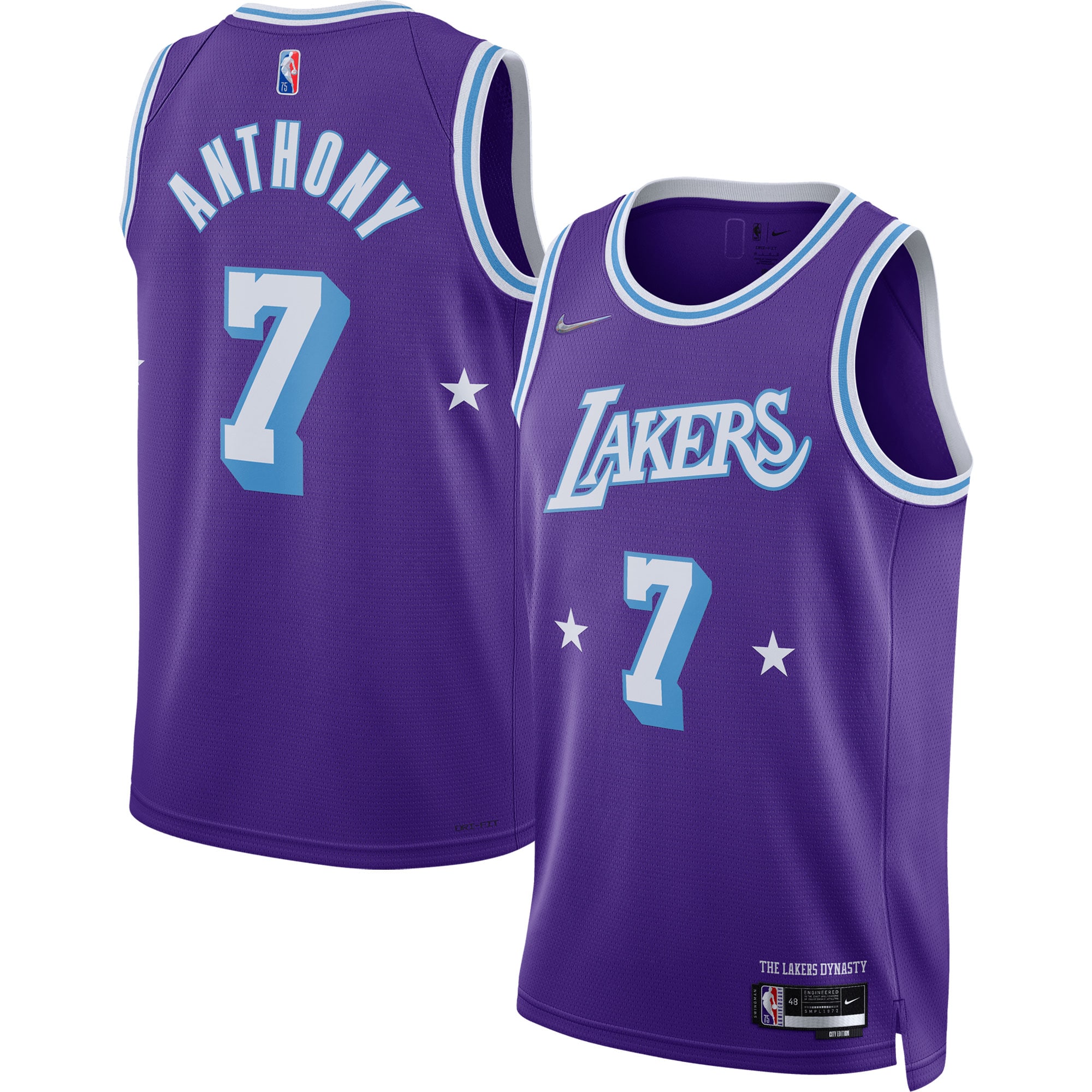 Carmelo Anthony Los Angeles Lakers 2021/22 Swingman Basketball Jersey - City Edition - Purple