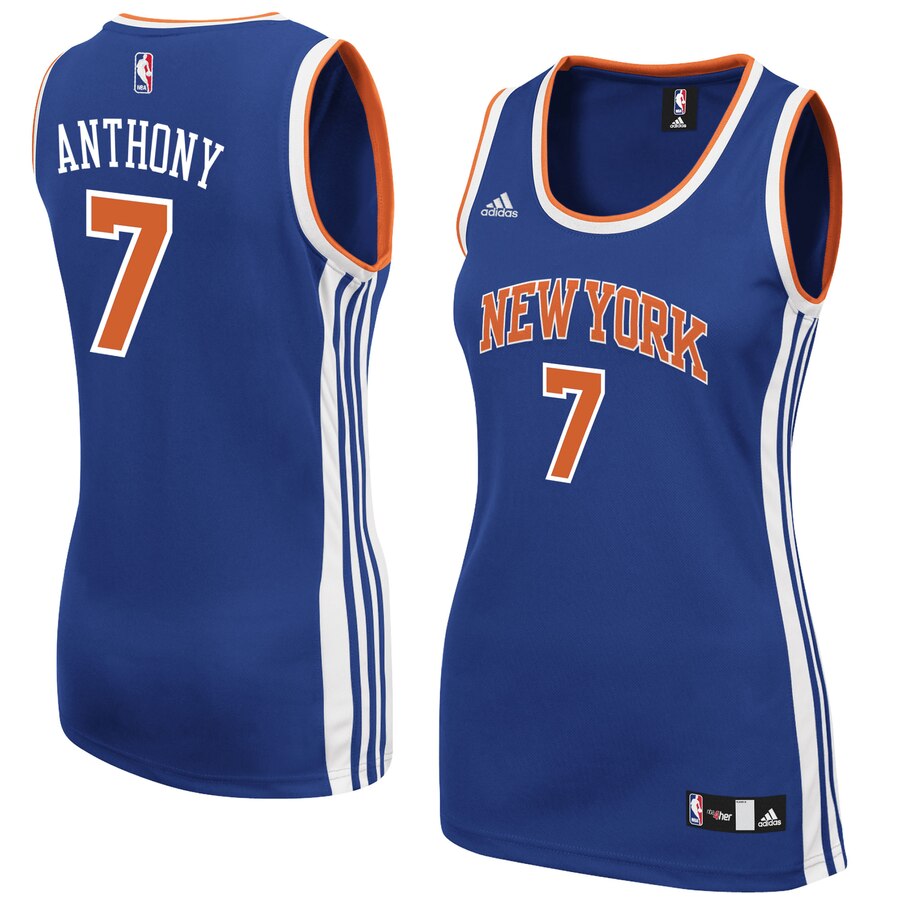 Carmelo Anthony New York Knicks Adidas Women's Road Replica Basketball Jersey - Royal