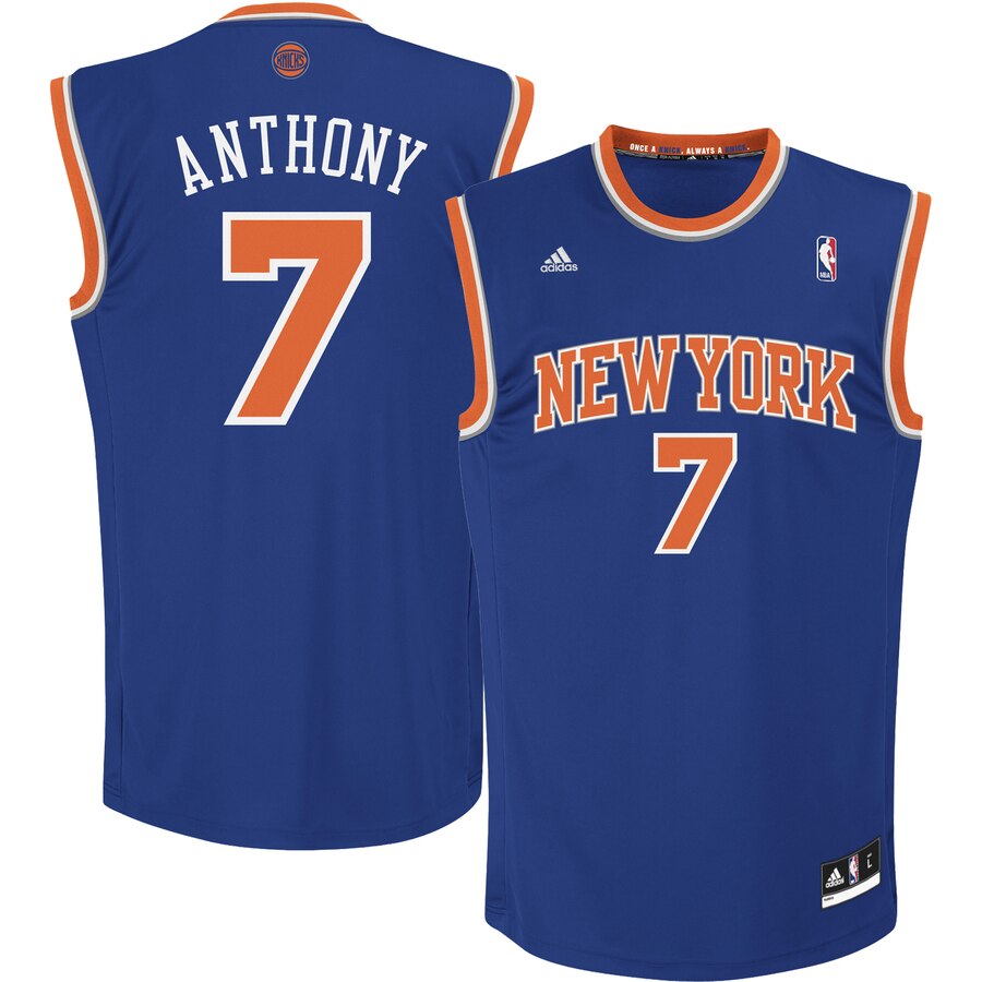 Carmelo Anthony New York Knicks Adidas Youth Replica Road Basketball Jersey - Royal Blue