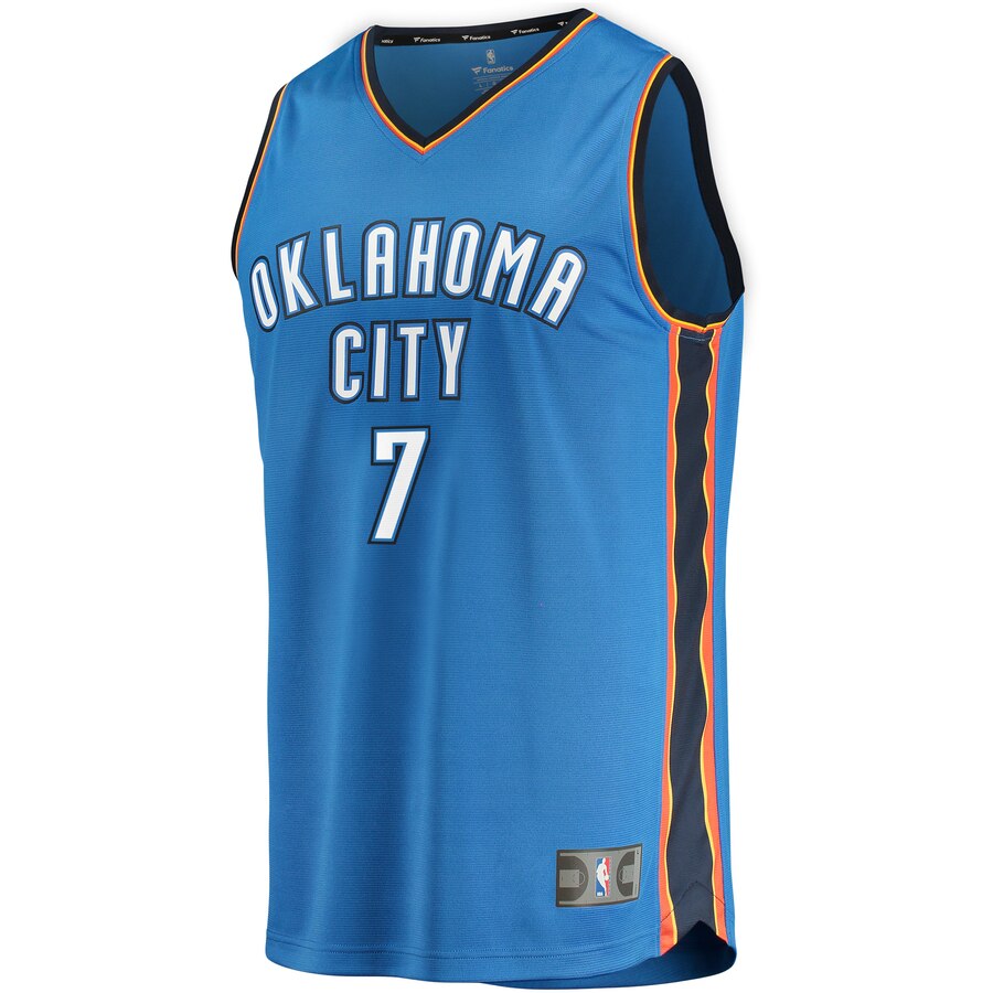 Alternative view of Carmelo Anthony Oklahoma City Thunder Fanatics Branded Fast Break Replica Basketball Jersey Blue - Icon Edition