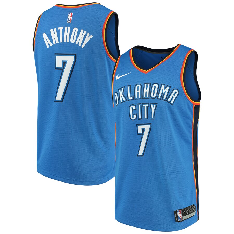 Carmelo Anthony Oklahoma City Thunder Swingman Basketball Jersey Blue - Icon Edition