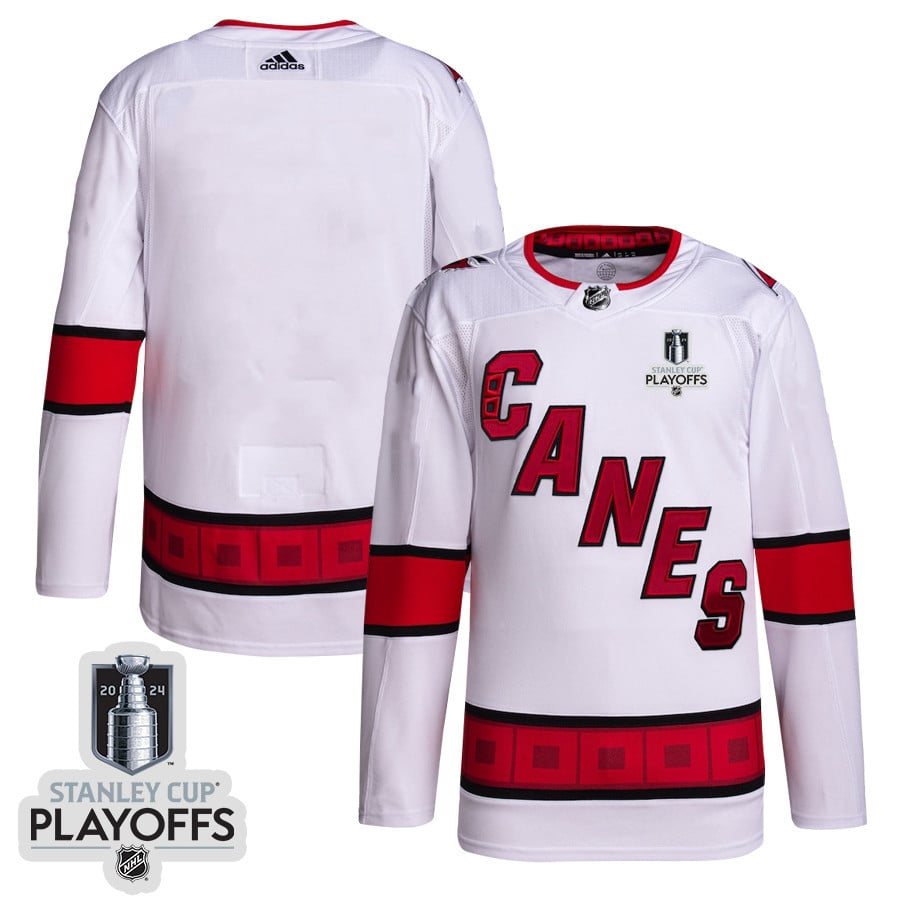 Carolina Hurricanes 2024 NHL Playoffs Patch Away Hockey Jersey - Men, White - JS160 