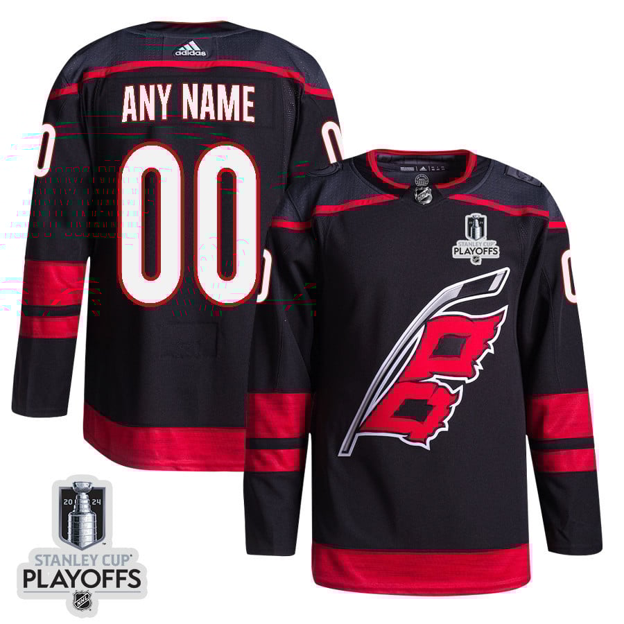 Carolina Hurricanes 2024 NHL Playoffs Patch Home Hockey Jersey Customized - Men, Black - JS438 
