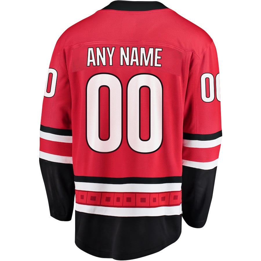 Alternative view of Carolina Hurricanes Stanley Cup 2023 Playoffs Patch Home Breakaway Custom Men Hockey Jersey - Red - JS680 