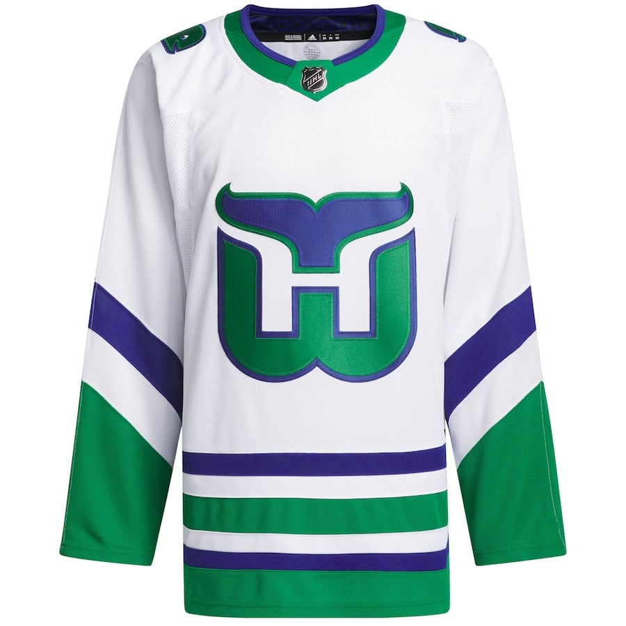 Alternative view of Carolina Hurricanes Whalers Primegreen Men Hockey Jersey - White - JS457 