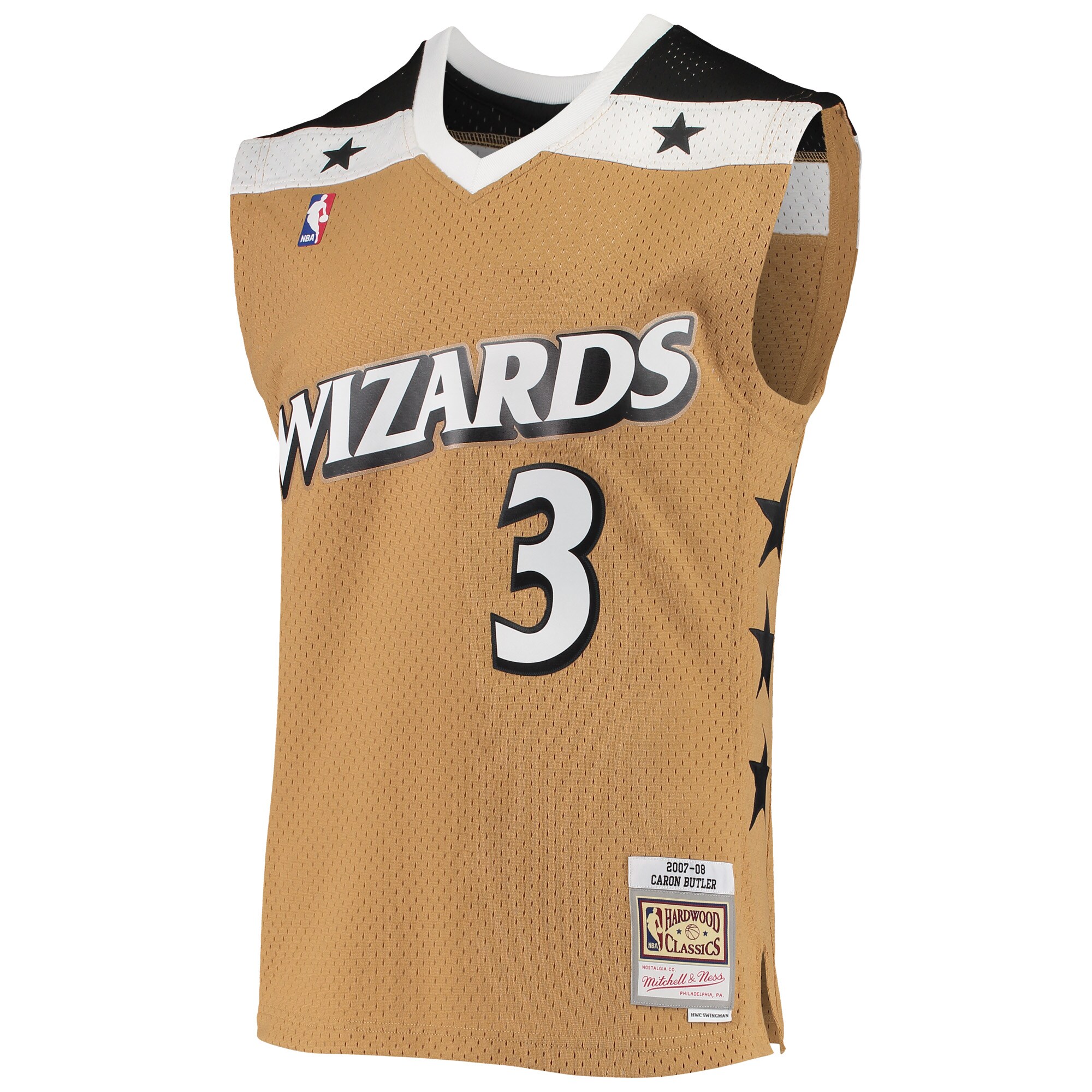 Alternative view of Caron Butler Washington Wizards Mitchell & Ness 2001/02 Hardwood Classics Swingman Basketball Jersey - Gold