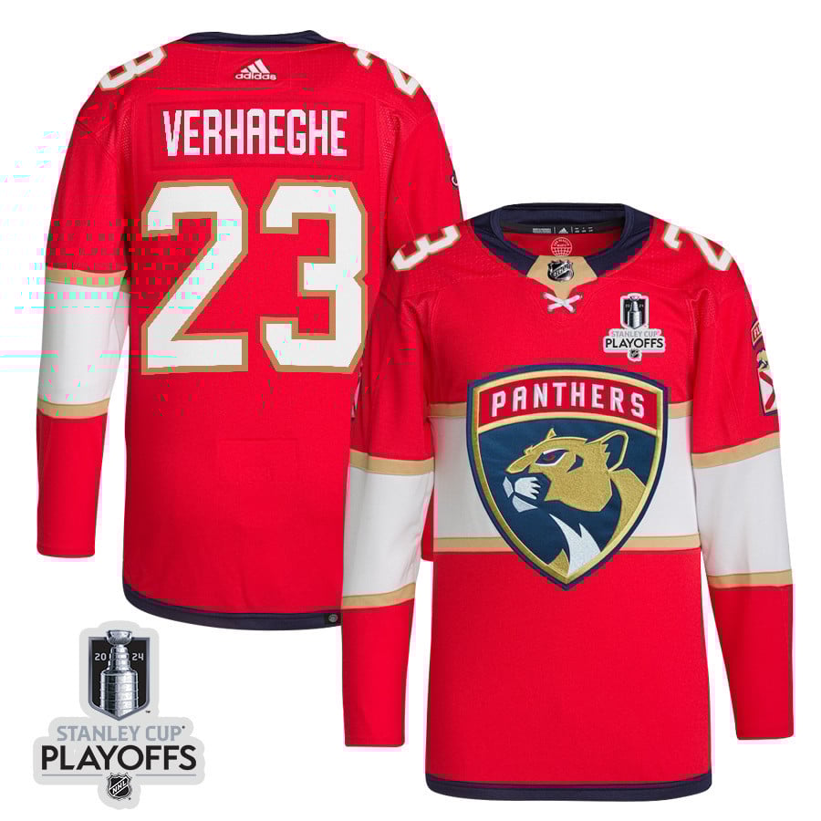 Carter Verhaeghe 23 Florida Panthers 2024 NHL Playoffs Patch Home Hockey Jersey - Men, Red - JS878 