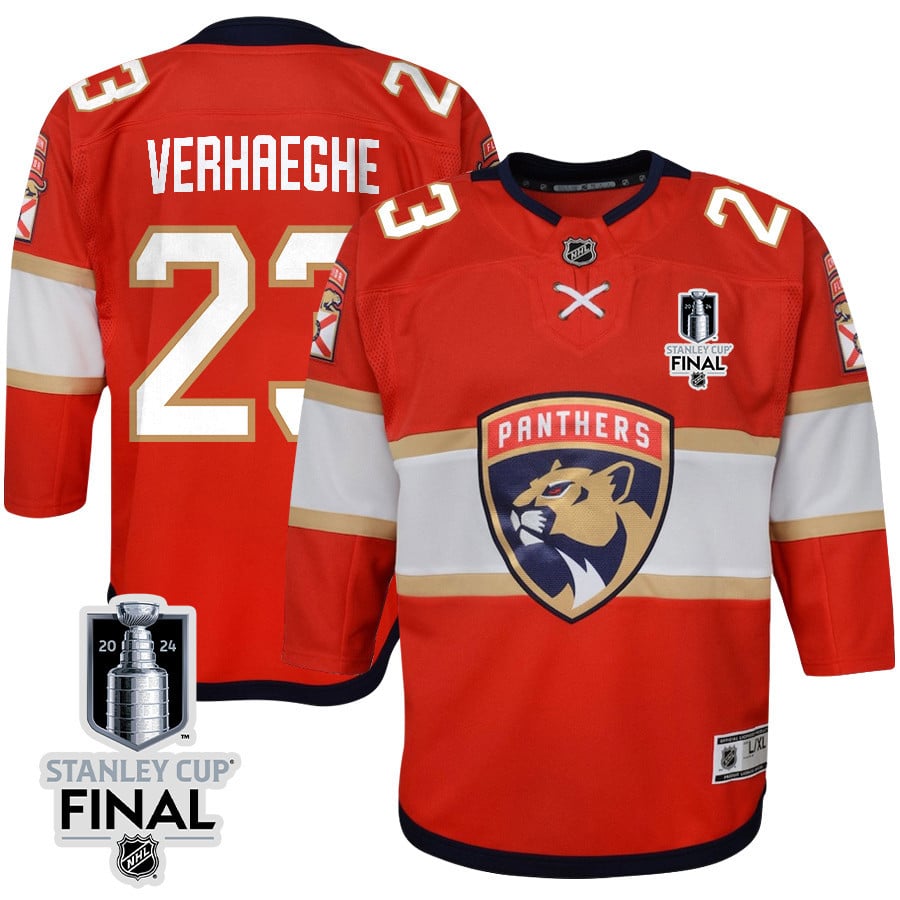 Carter Verhaeghe 23 Florida Panthers 2024 STANLEY CUP Final Youth Home Breakaway Hockey Jersey - Red - JS456 