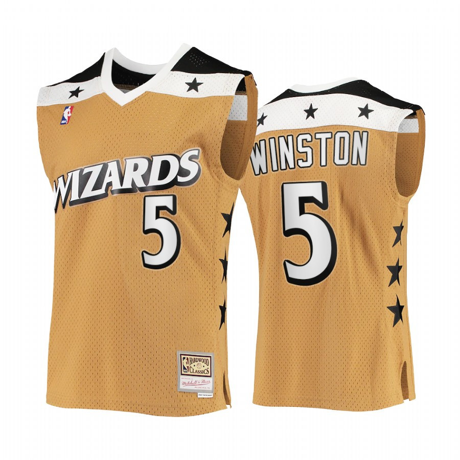 Cassius Winston 5 Washington Wizards Rare Vintage Gold Basketball Jersey HWC Stars - JS290 
