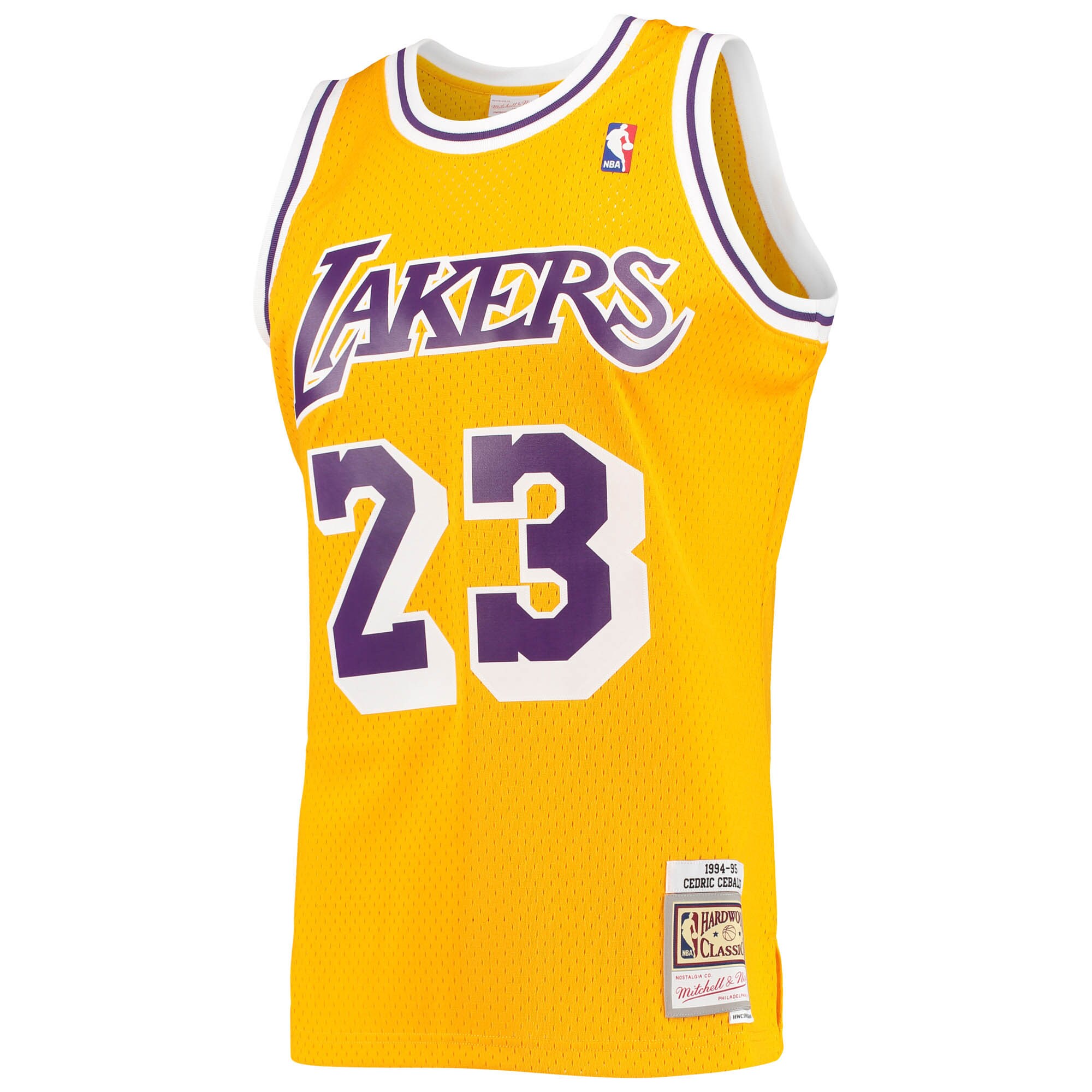 Alternative view of Cedric Ceballos Los Angeles Lakers Mitchell & Ness 1994/95 Hardwood Classics Swingman Basketball Jersey - Gold