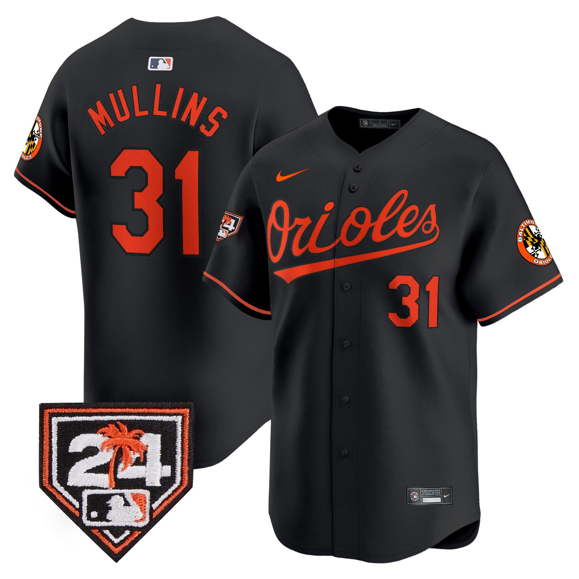 Cedric Mullins 31 Baltimore Orioles 2024 Spring Training Patch Men Baseball Jersey - Black