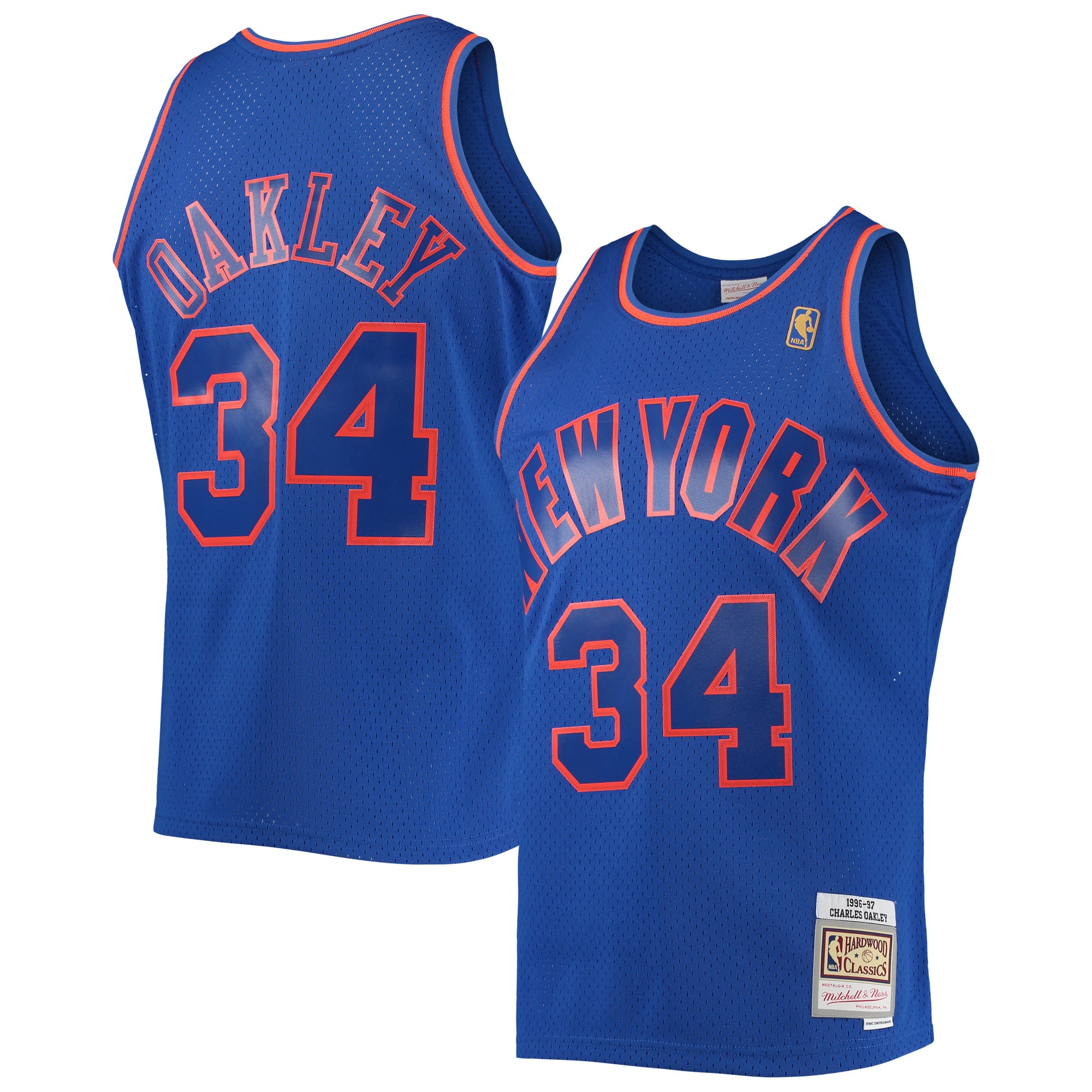 Charles Oakley New York Knicks Mitchell & Ness 1996/97 Hardwood Classics Swingman Basketball Jersey - Blue