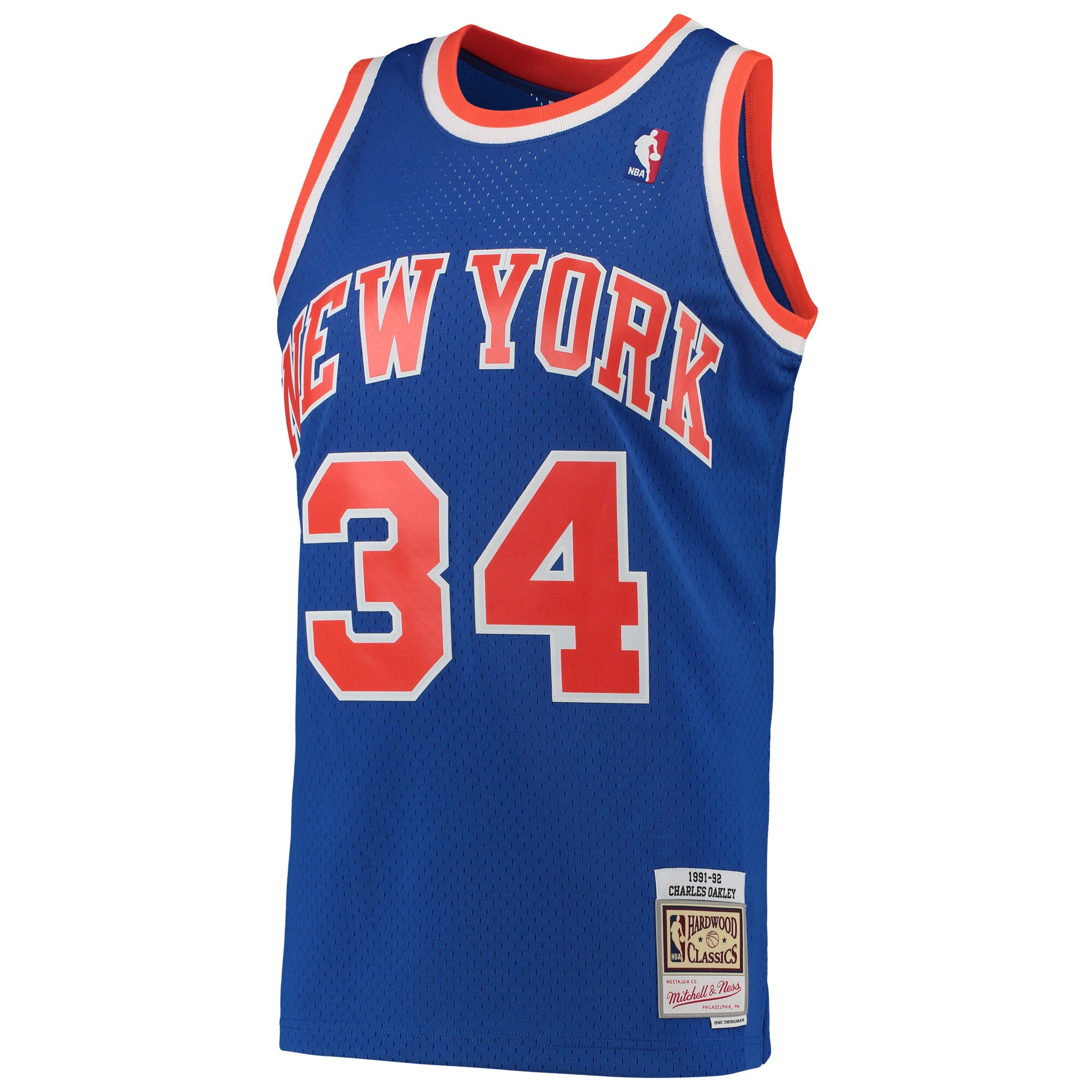 Alternative view of Charles Oakley New York Knicks Mitchell & Ness Hardwood Classics Swingman Basketball Jersey - Blue