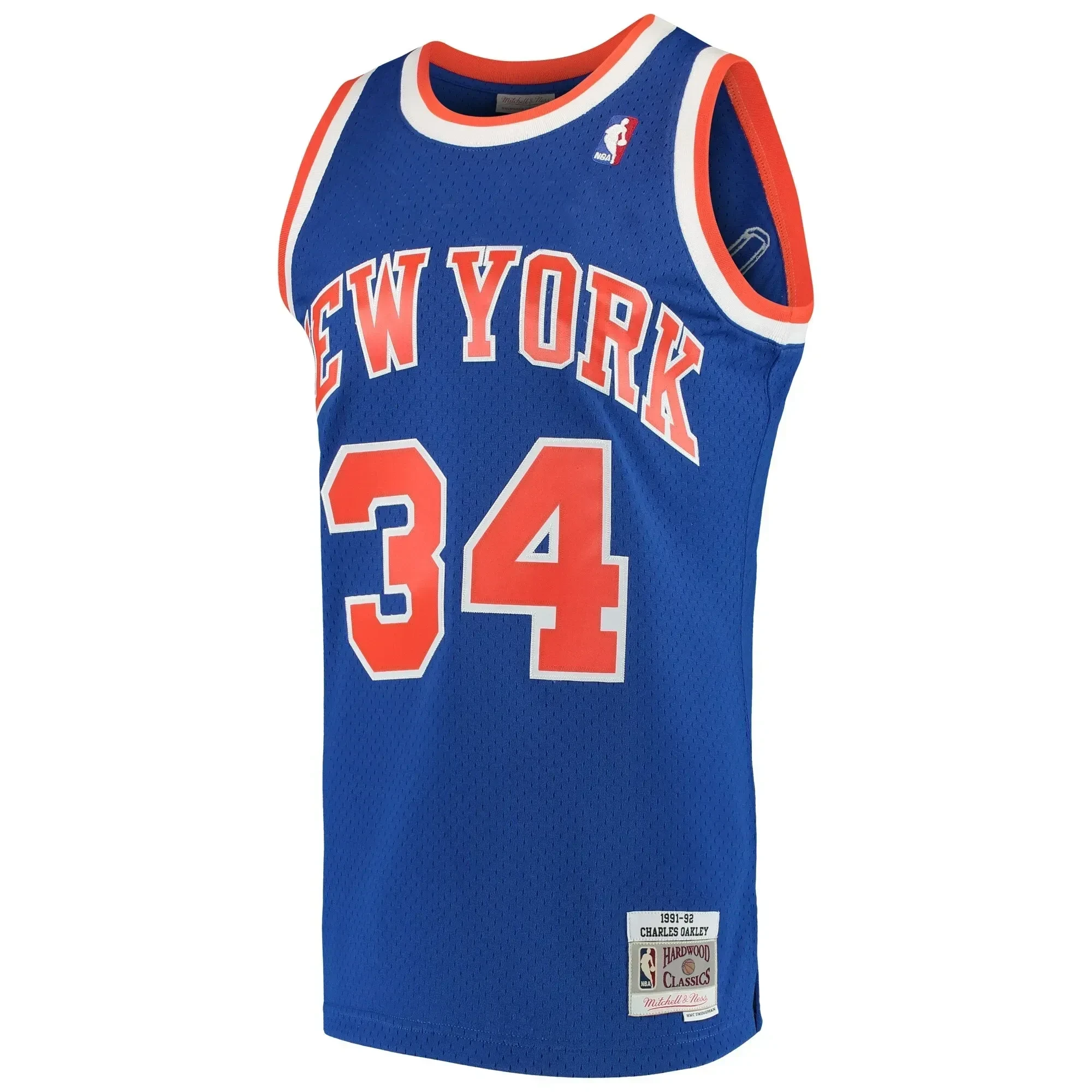 Alternative view of Charles Oakley New York Knicks Mitchell & Ness 1991-92 Hardwood Classics Swingman Basketball Jersey - Blue - JS550 