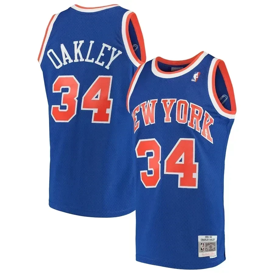 Charles Oakley New York Knicks Mitchell & Ness 1991-92 Hardwood Classics Swingman Basketball Jersey - Blue - JS788 