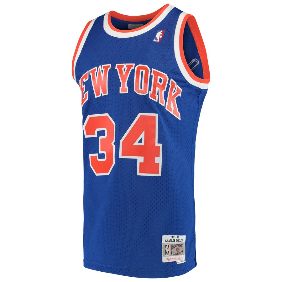 Alternative view of Charles Oakley New York Knicks Mitchell & Ness 1991-92 Hardwood Classics Swingman Basketball Jersey - Blue