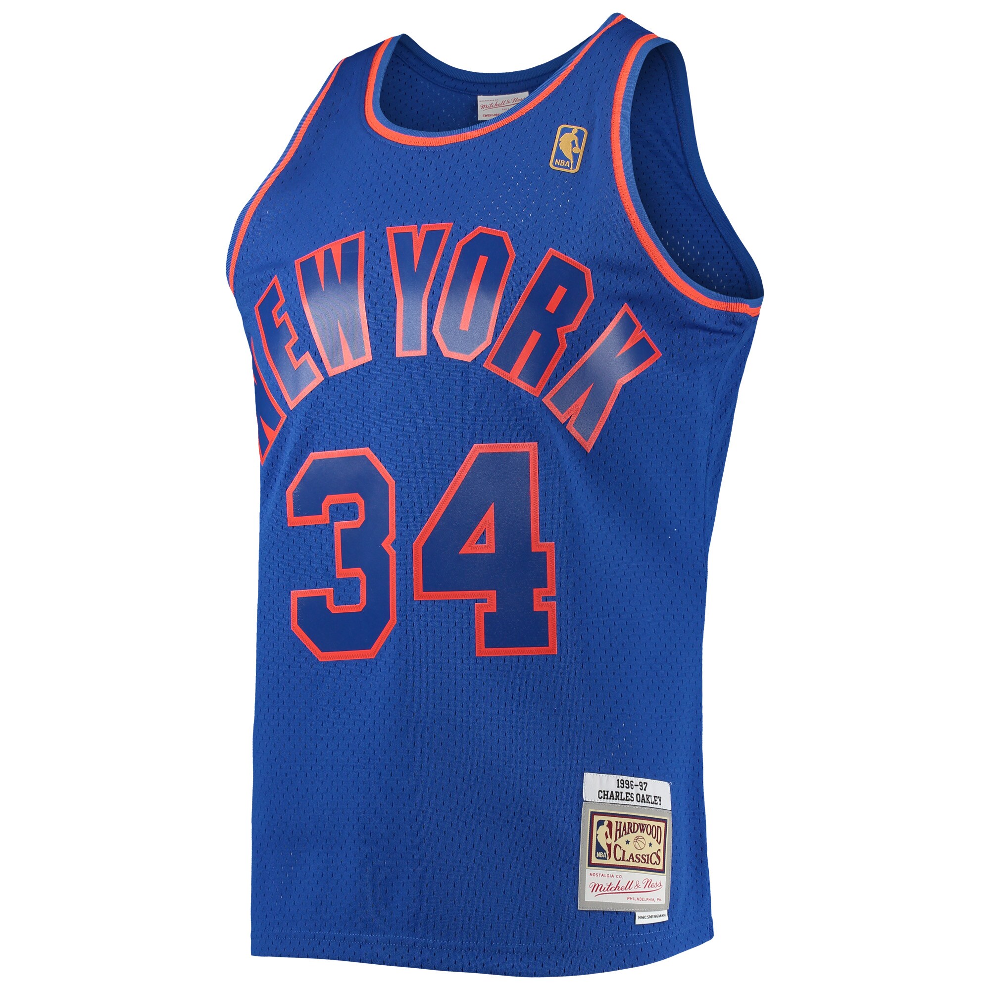 Alternative view of Charles Oakley New York Knicks Mitchell & Ness 1996/97 Hardwood Classics Swingman Basketball Jersey - Blue