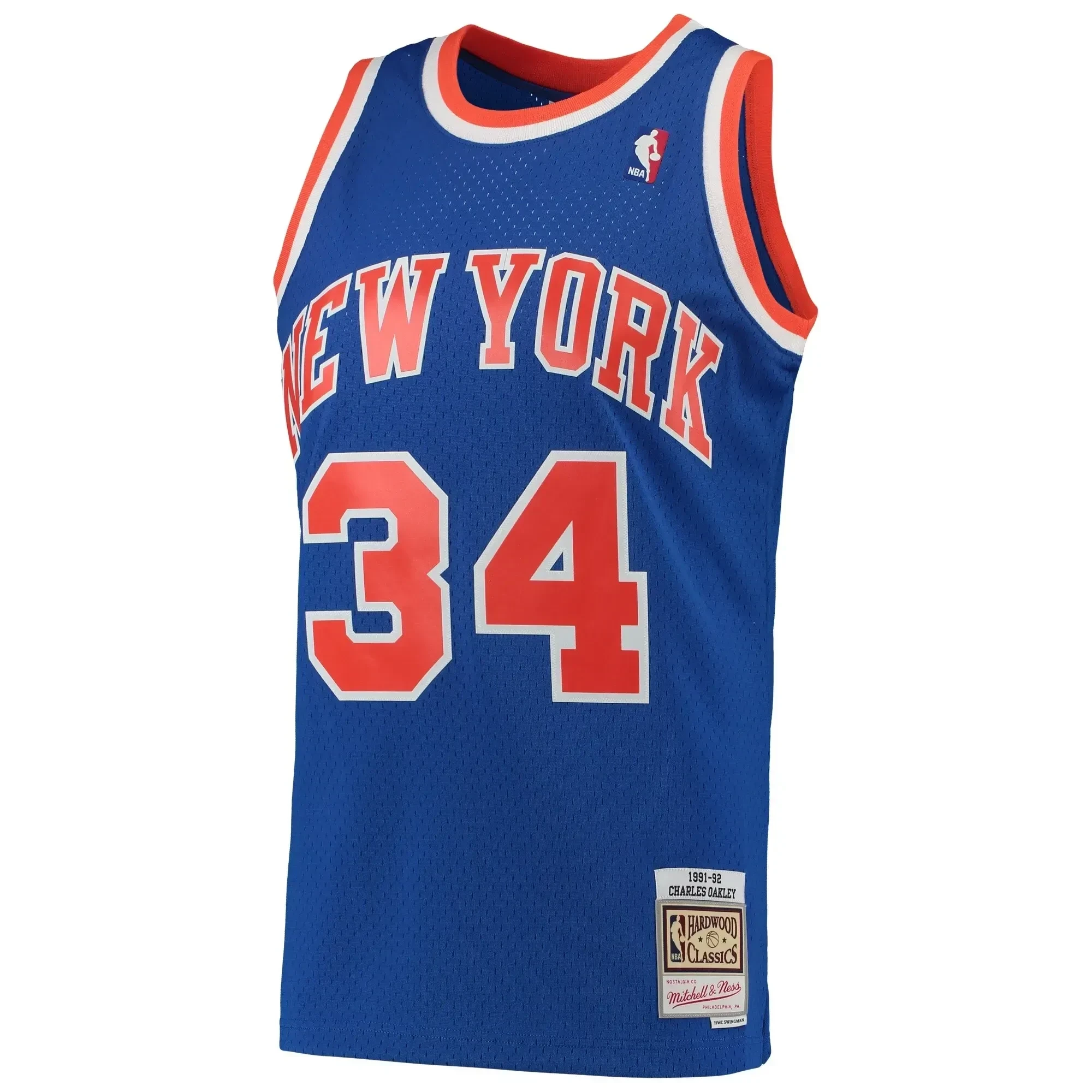 Alternative view of Charles Oakley New York Knicks Mitchell & Ness Hardwood Classics 1991-92 Swingman Basketball Jersey - Blue - JS299 