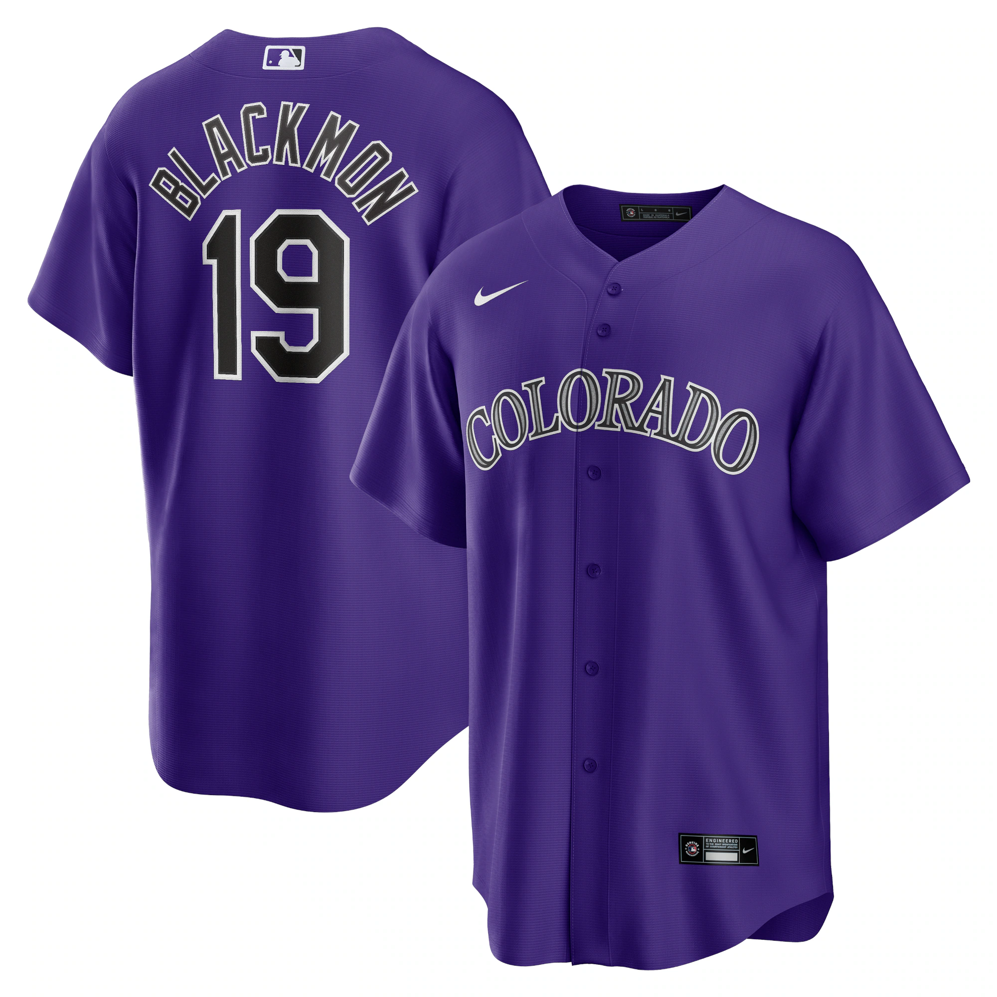 Alternative view of Charlie Blackmon Colorado Rockies Alternate Replica Player Name Baseball Jersey – Purple