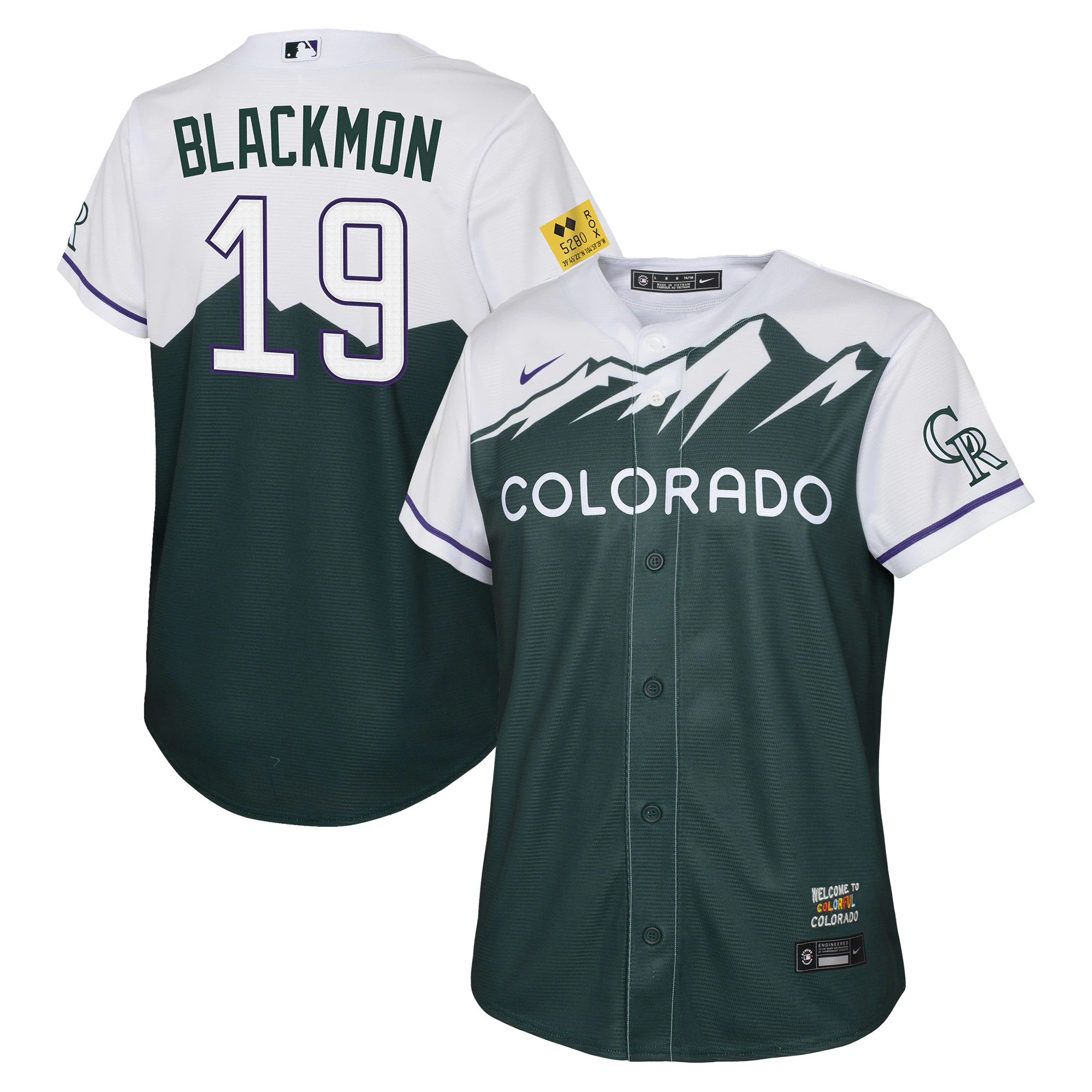 Charlie Blackmon Colorado Rockies Youth 2022 City Connect Replica Player Baseball Jersey - Green