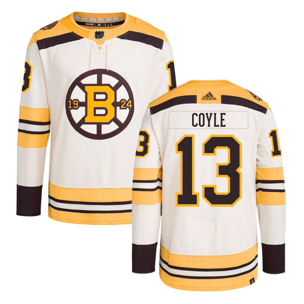 Charlie Coyle 13 Boston Bruins 100th Anniversary Primegreen Third Men Hockey Jersey - Cream - JS274 
