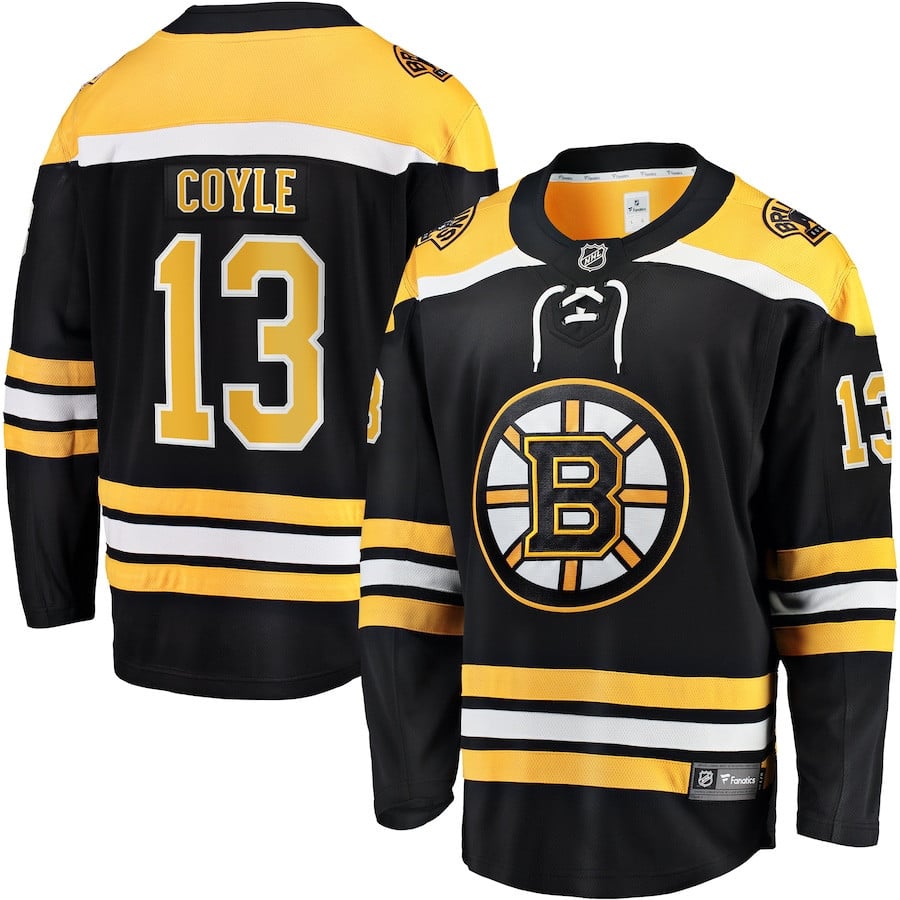 Charlie Coyle 13 Boston Bruins Home Breakaway Hockey Jersey - Men, Black - JS812 