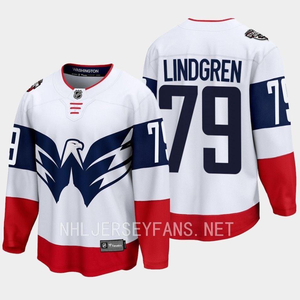 Charlie Lindgren 79 Washington Capitals 2023 Jersey Stadium White Primegreen - JS901 