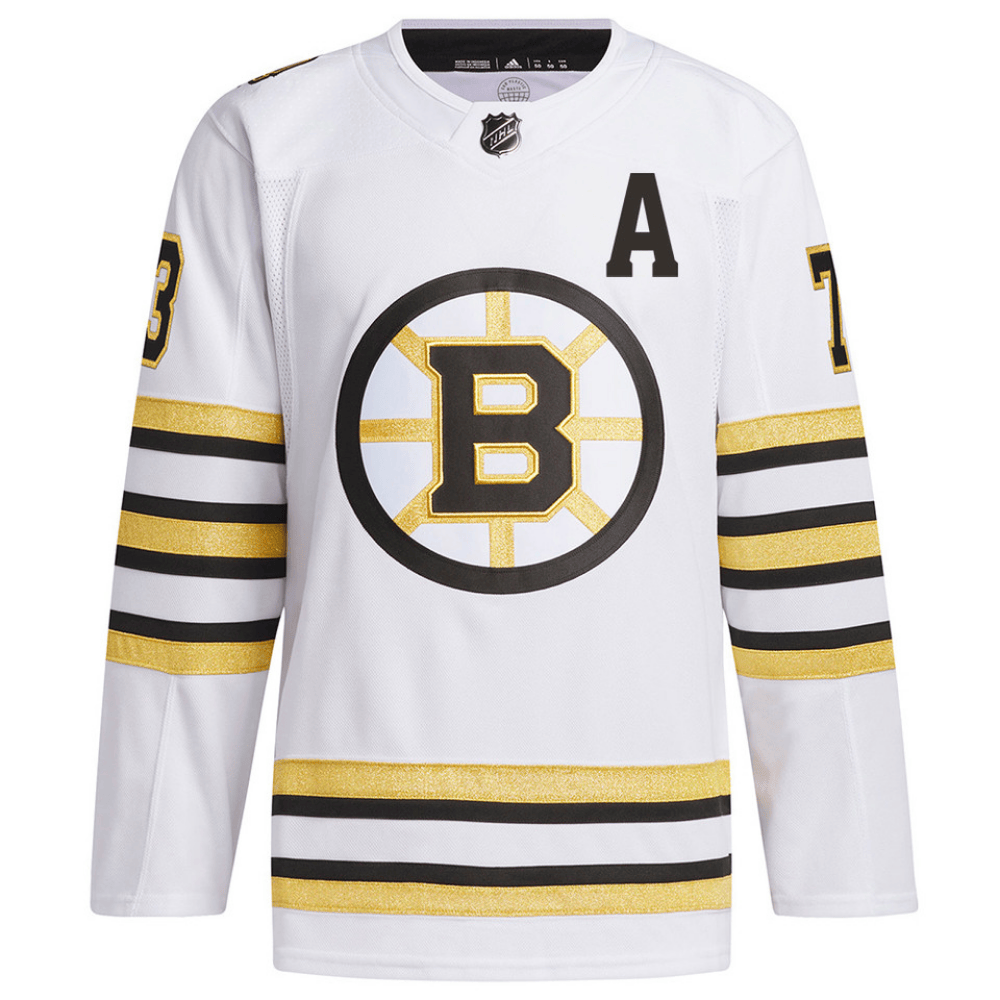 Alternative view of Charlie McAvoy 73 Boston Bruins 100th Anniversary Primegreen Away Men Hockey Jersey - White - JS615 