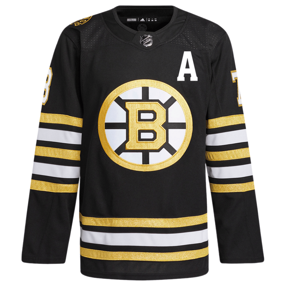 Alternative view of Charlie McAvoy 73 Boston Bruins 100th Anniversary Primegreen Home Men Hockey Jersey - Black - JS707 