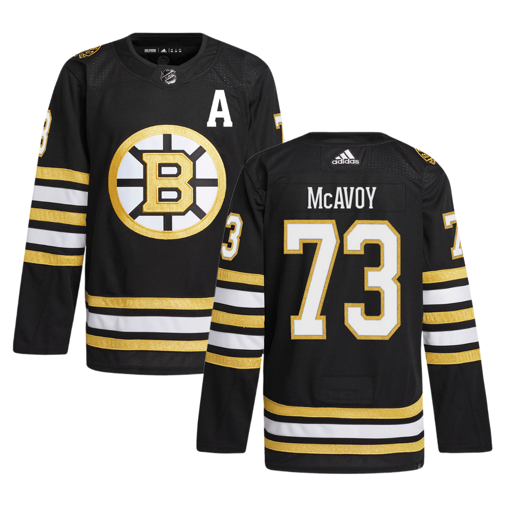 Charlie McAvoy 73 Boston Bruins 100th Anniversary Primegreen Home Men Hockey Jersey - Black - JS707 