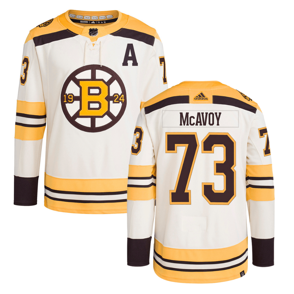 Charlie McAvoy 73 Boston Bruins 100th Anniversary Primegreen Third Men Hockey Jersey - Cream - JS407 